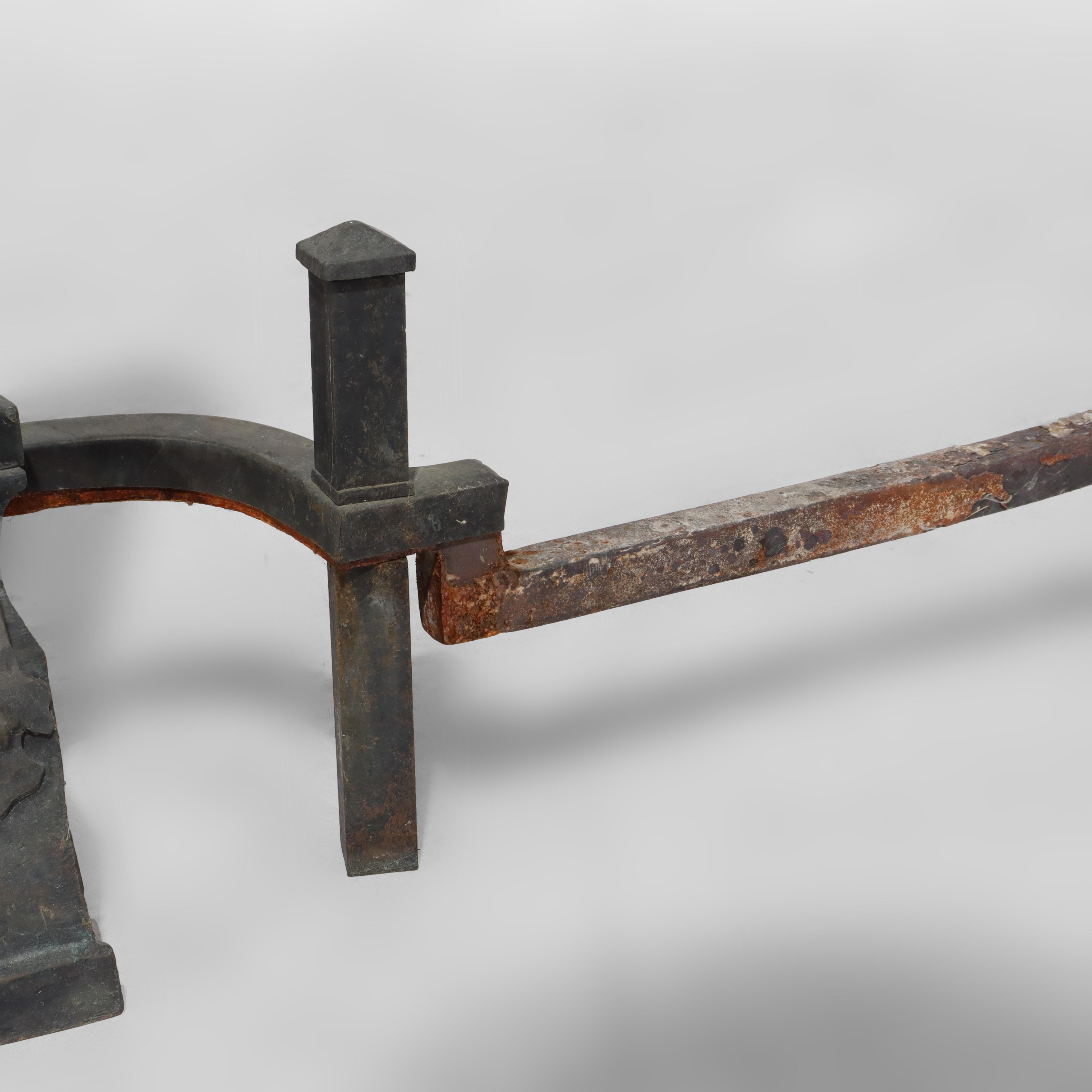 Paar antike Androns aus gehämmertem Kupfer und Schmiedeeisen, um 1910 im Angebot 2