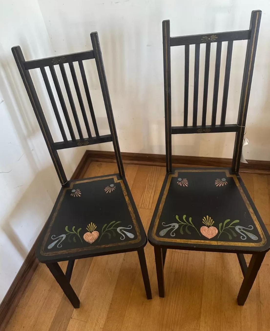 Pair of Antique A&C Painted Chairs - Stickley Era W-5273  SALE  EXTRA 10% OFF In Good Condition In Shamokin Dam, PA