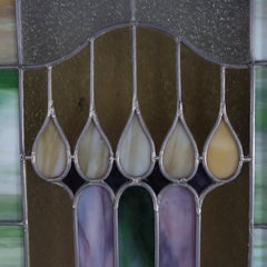 Paire de vitraux anciens Arts & Crafts C1920