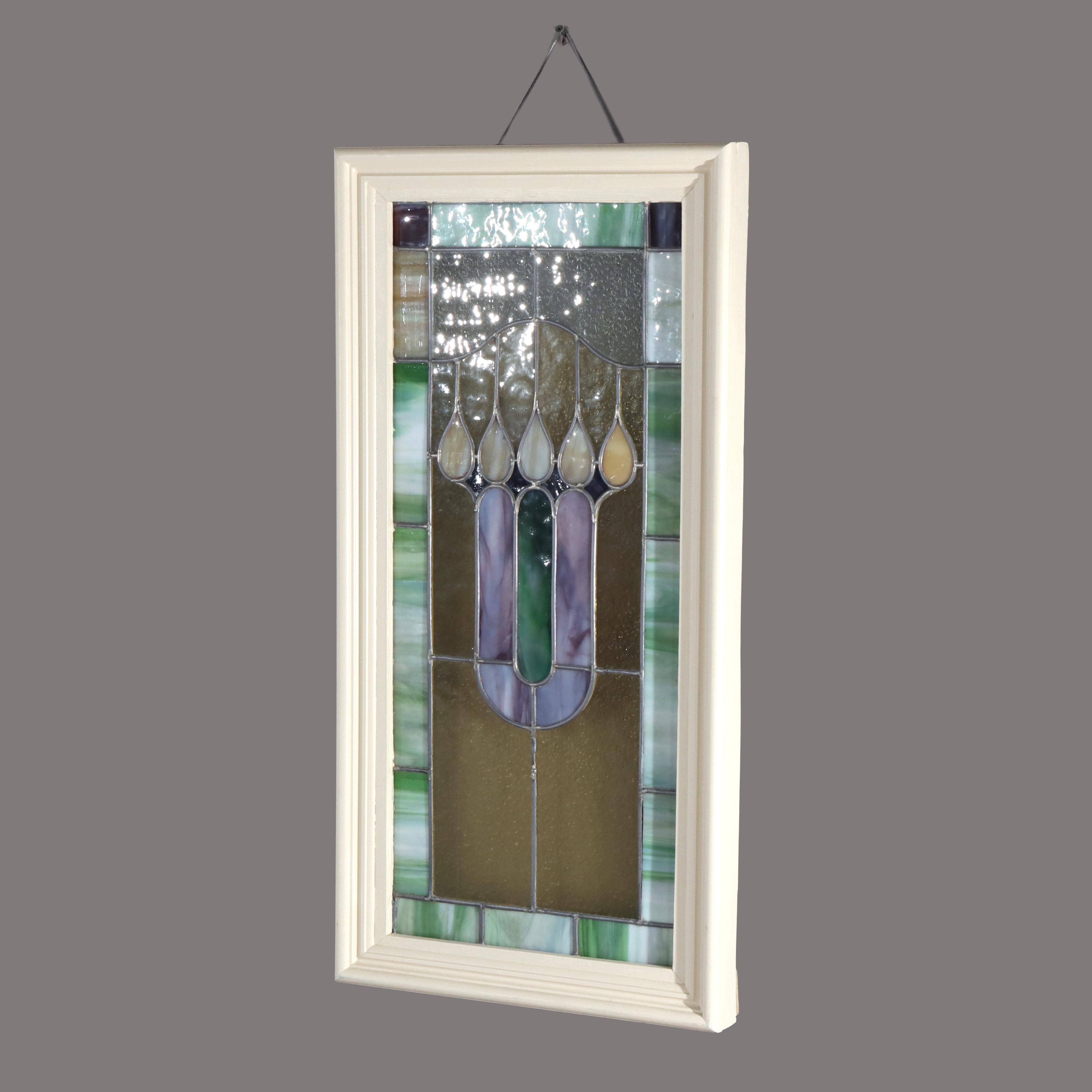Arts and Crafts Pair of Antique Arts & Crafts Stained Glass Windows C1920 For Sale