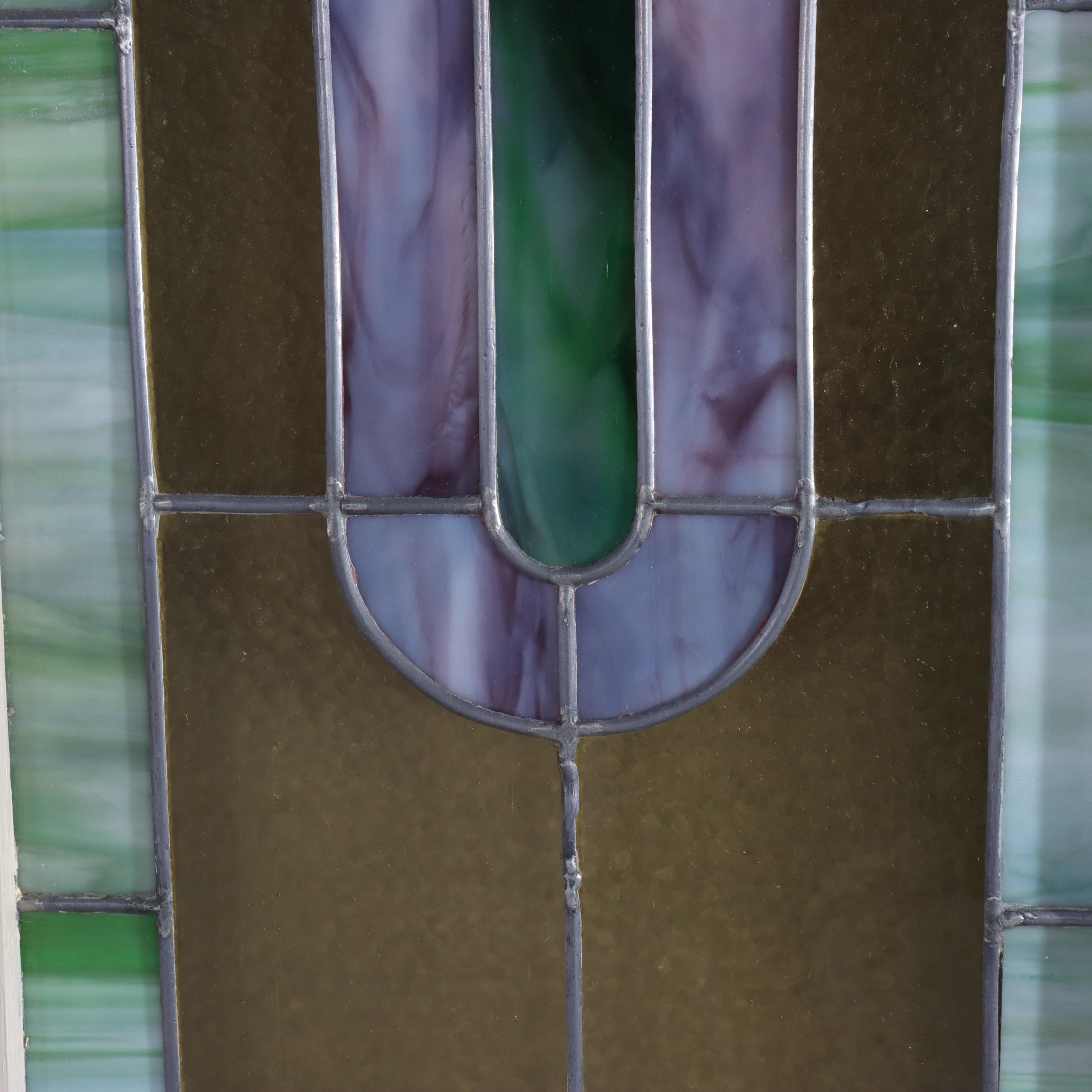 Pair of Antique Arts & Crafts Stained Glass Windows C1920 For Sale 1