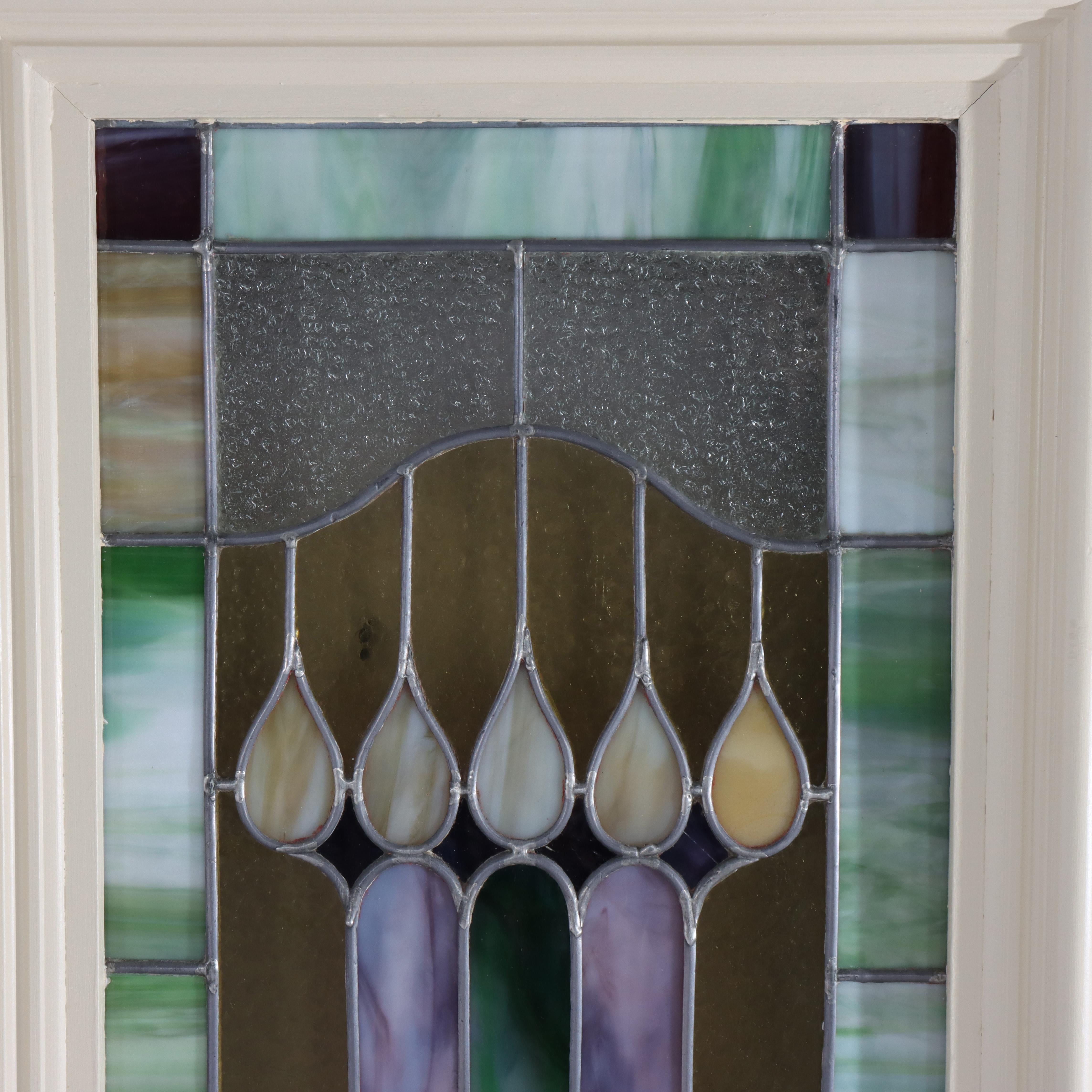 Pair of Antique Arts & Crafts Stained Glass Windows C1920 For Sale 2