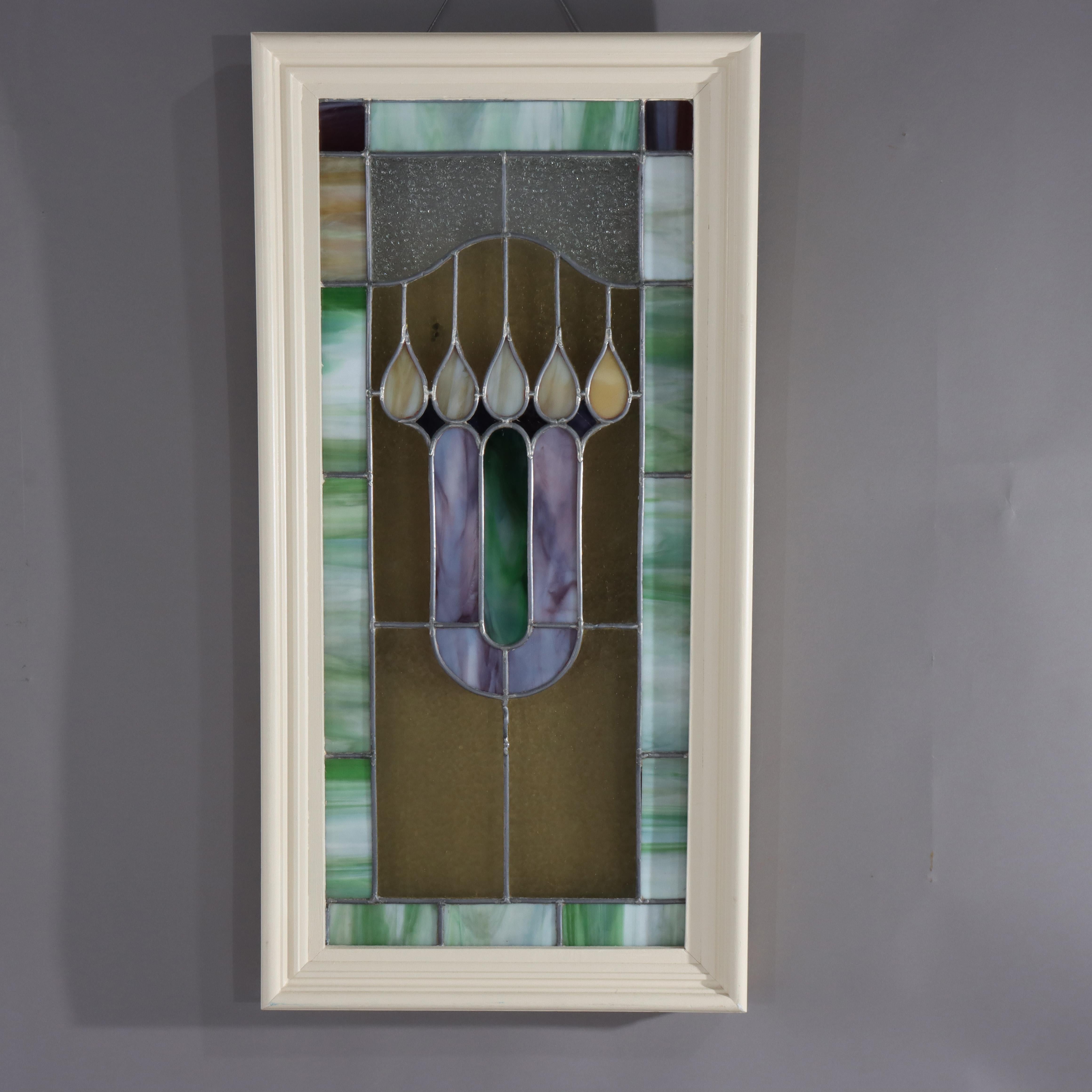 Pair of Antique Arts & Crafts Stained Glass Windows C1920 For Sale 3