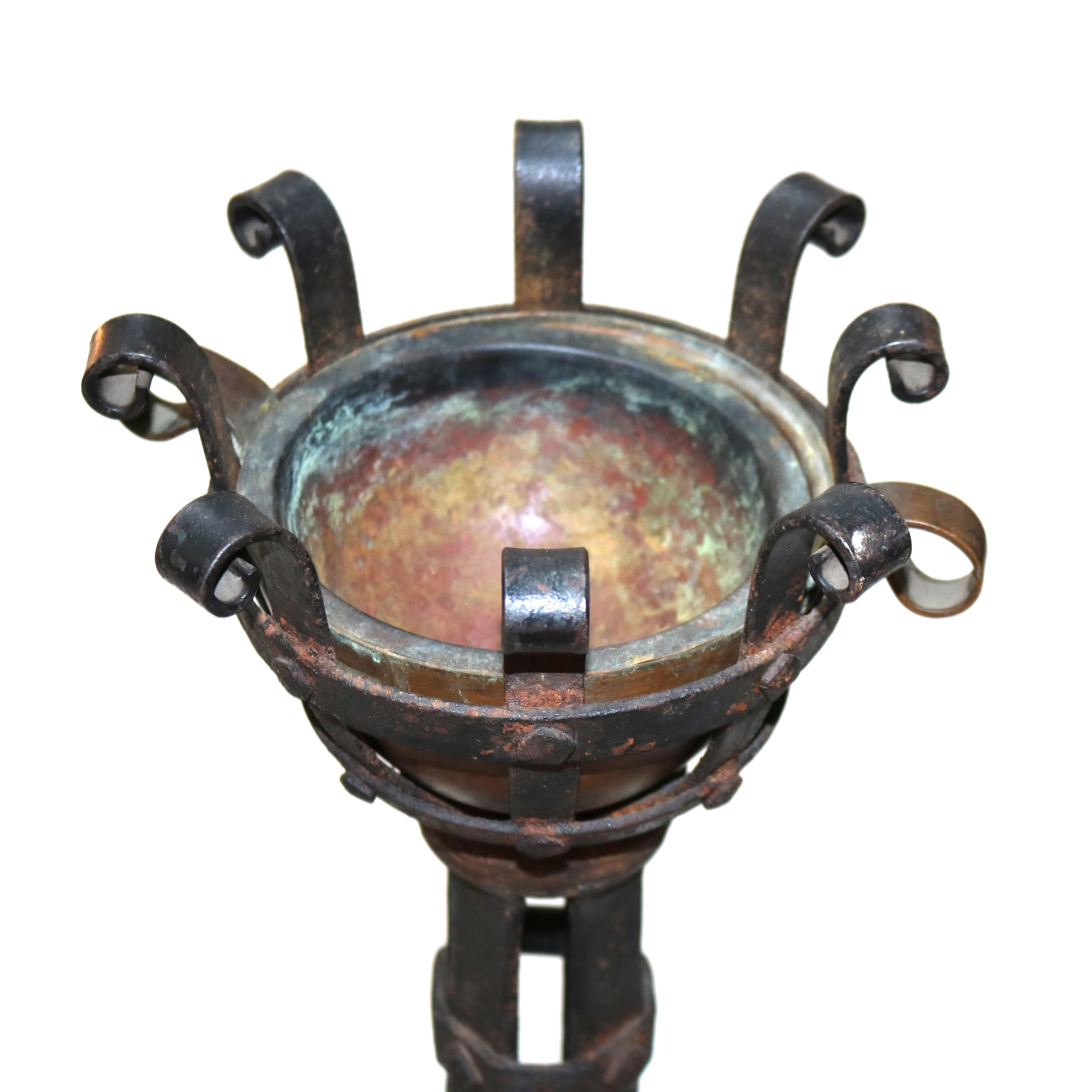 Pair of Antique Arts & Crafts Yellin School Wrought Iron & Copper Censers c1920 5