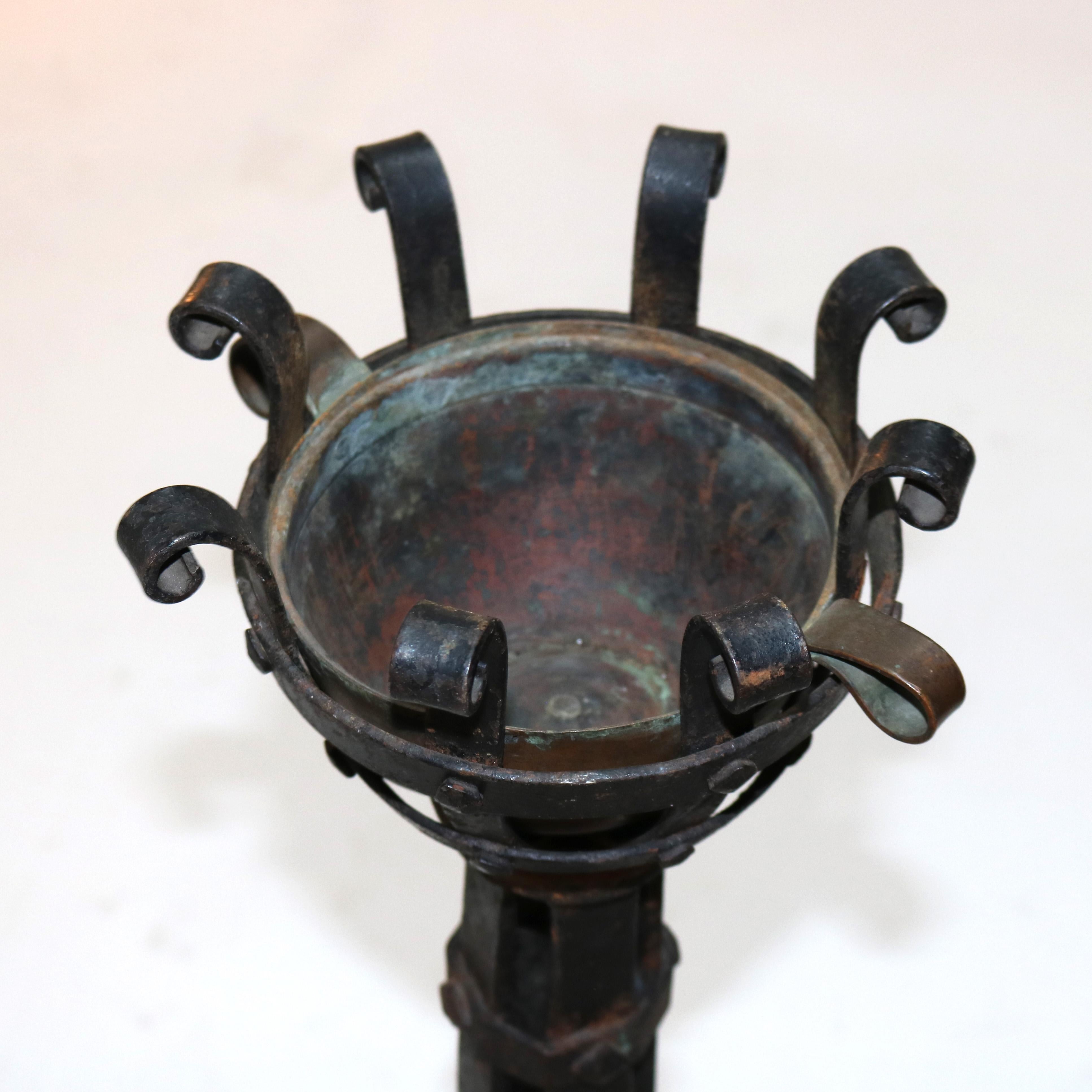 Pair of Antique Arts & Crafts Yellin School Wrought Iron & Copper Censers c1920 6
