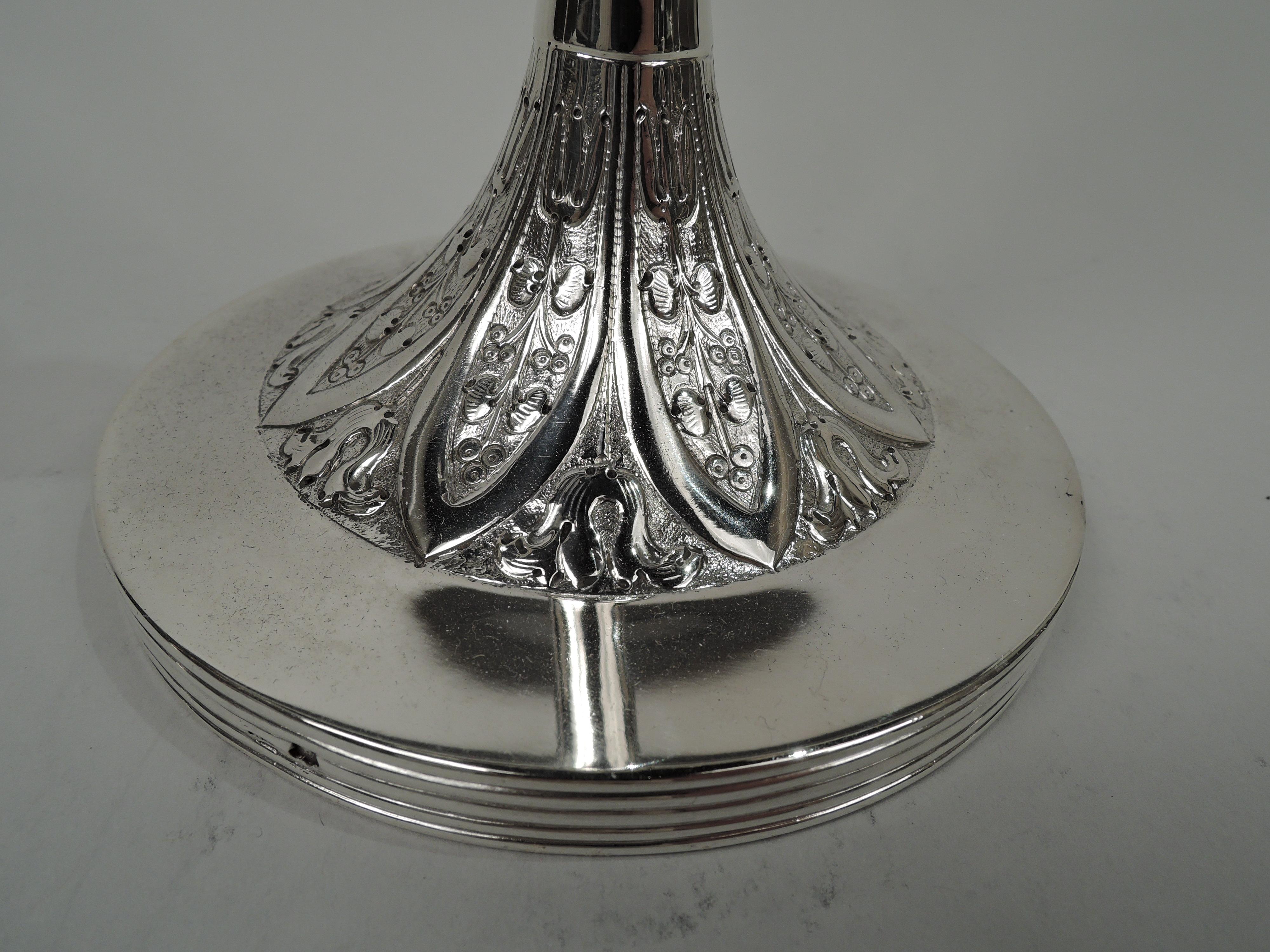 Pair of Antique Austrian Aesthetic Silver 3-Light Candelabra 3