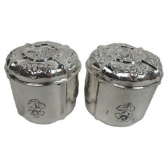 Pair of Antique Austrian Biedermeier Silver Trinket Boxes
