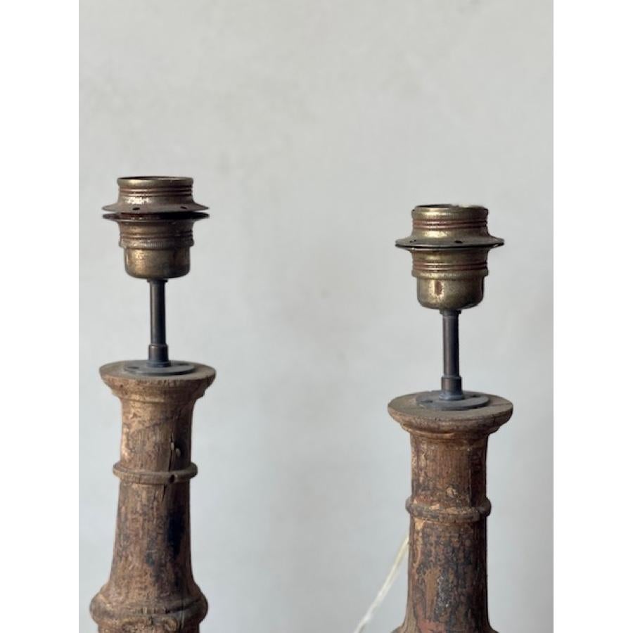 Pair of Antique Baluster Lamps In Fair Condition For Sale In Scottsdale, AZ