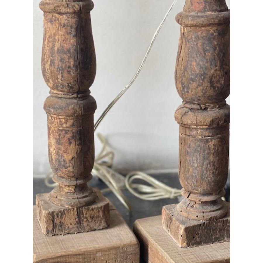 Wood Pair of Antique Baluster Lamps For Sale
