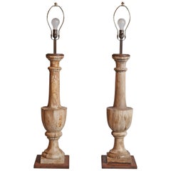 Pair of Antique Balustrades Converted to Lamps