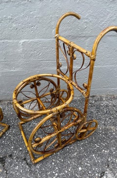 Pareja de maceteros antiguos de bambú