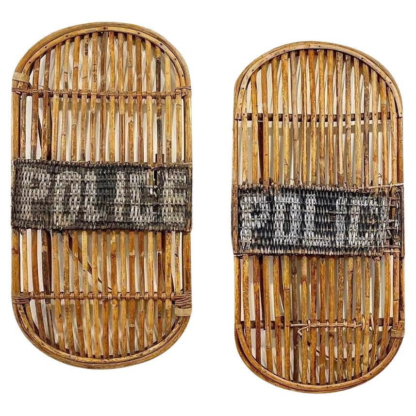 Pair of Antique Bamboo Police Shields For Sale