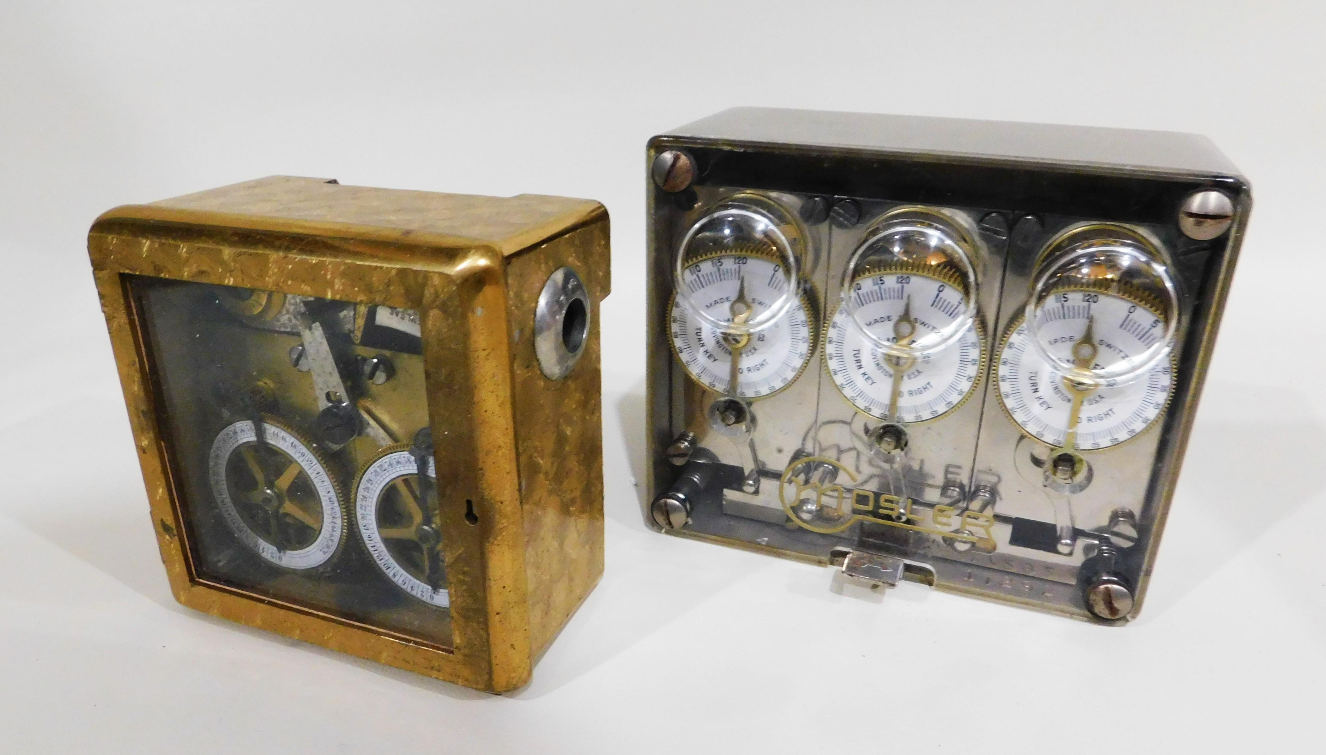 20th Century Pair of Antique Bank Vault Safe Timers Locks Tumblers