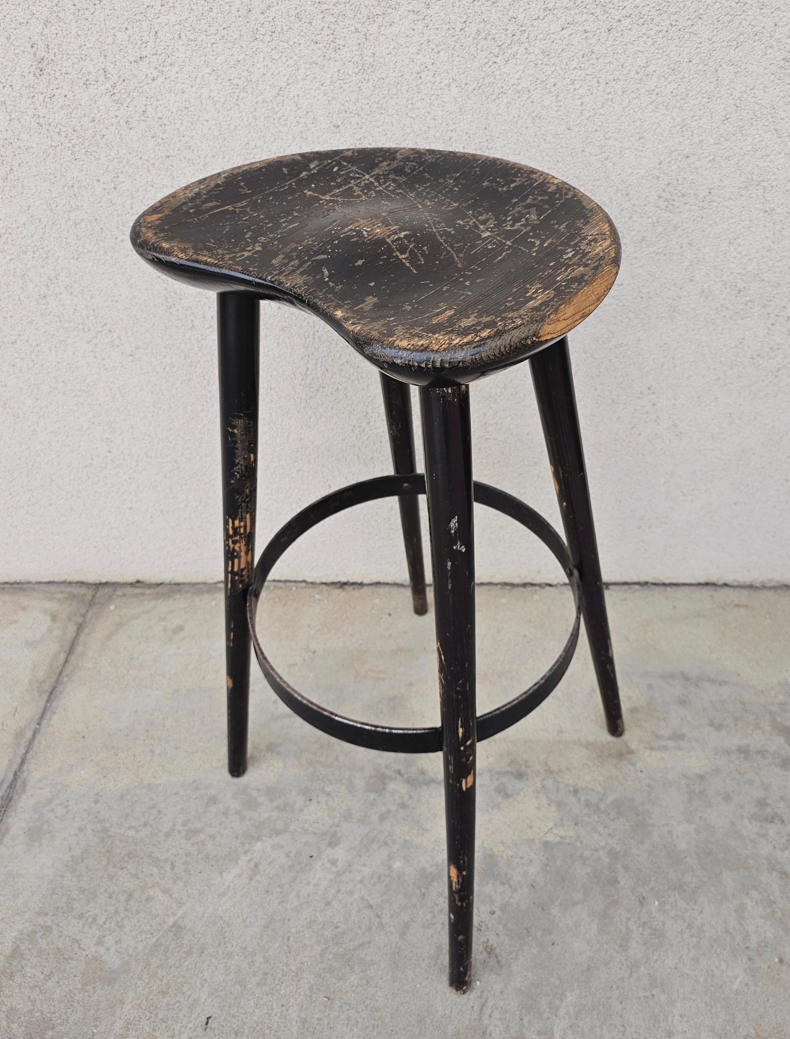Pair of Antique Bar Stools with Kidney Shaped Seats, Austria 1910s 1