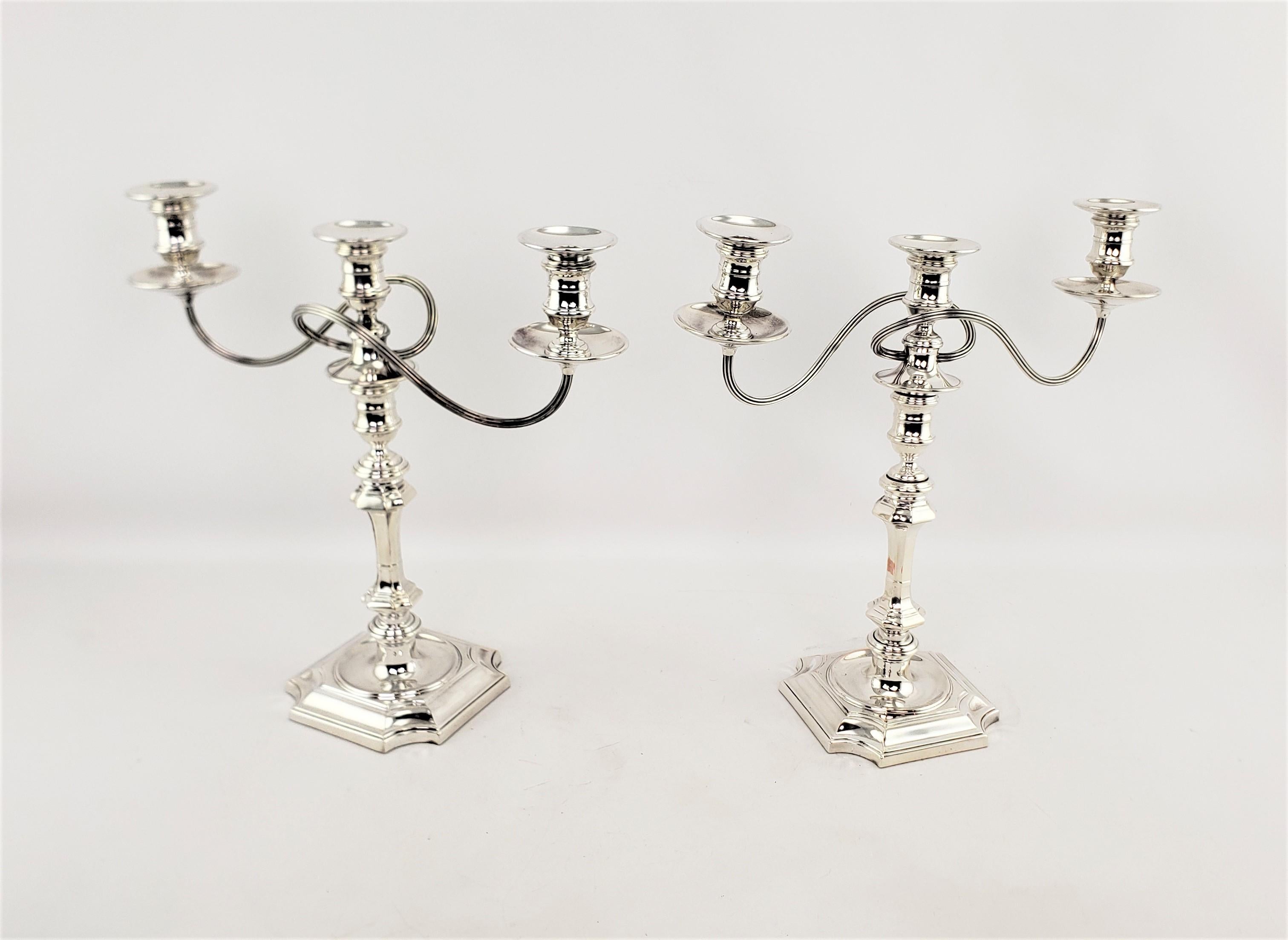 Victorian Pair of Antique Barker-Ellis Silver Plated Convertible Candelabras/Candlesticks