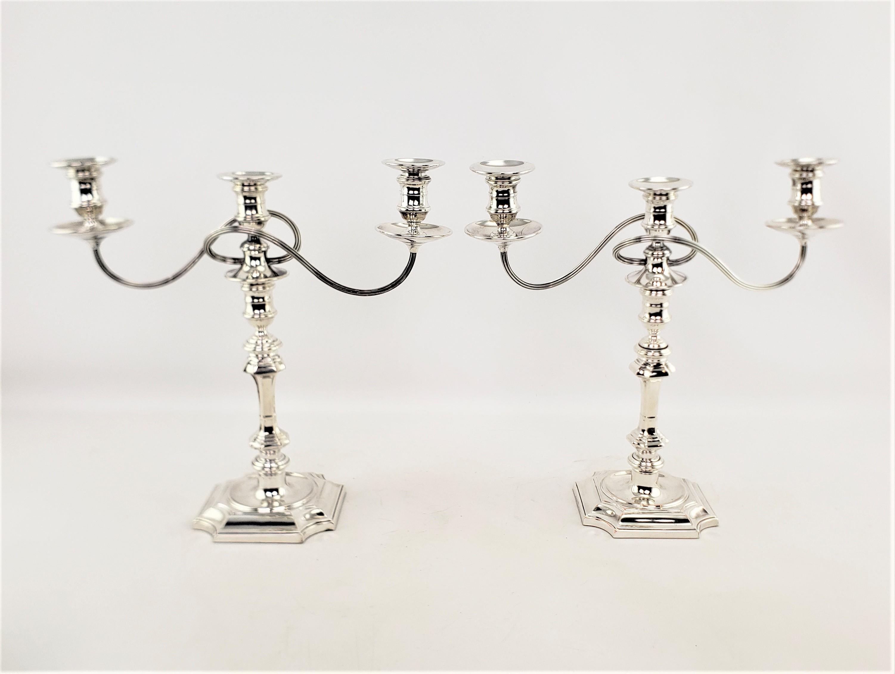 Pair of Antique Barker-Ellis Silver Plated Convertible Candelabras/Candlesticks In Good Condition In Hamilton, Ontario