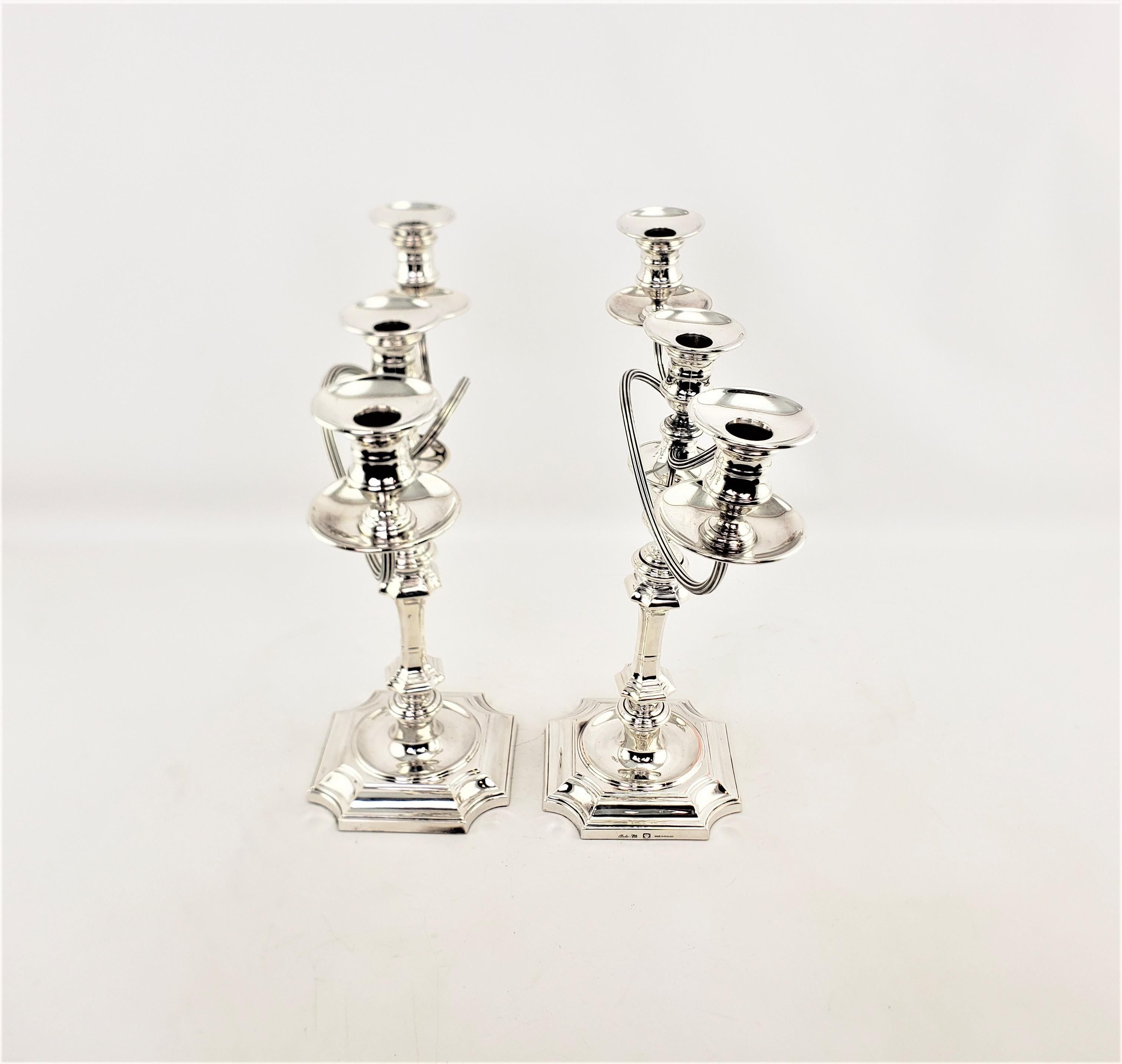 20th Century Pair of Antique Barker-Ellis Silver Plated Convertible Candelabras/Candlesticks