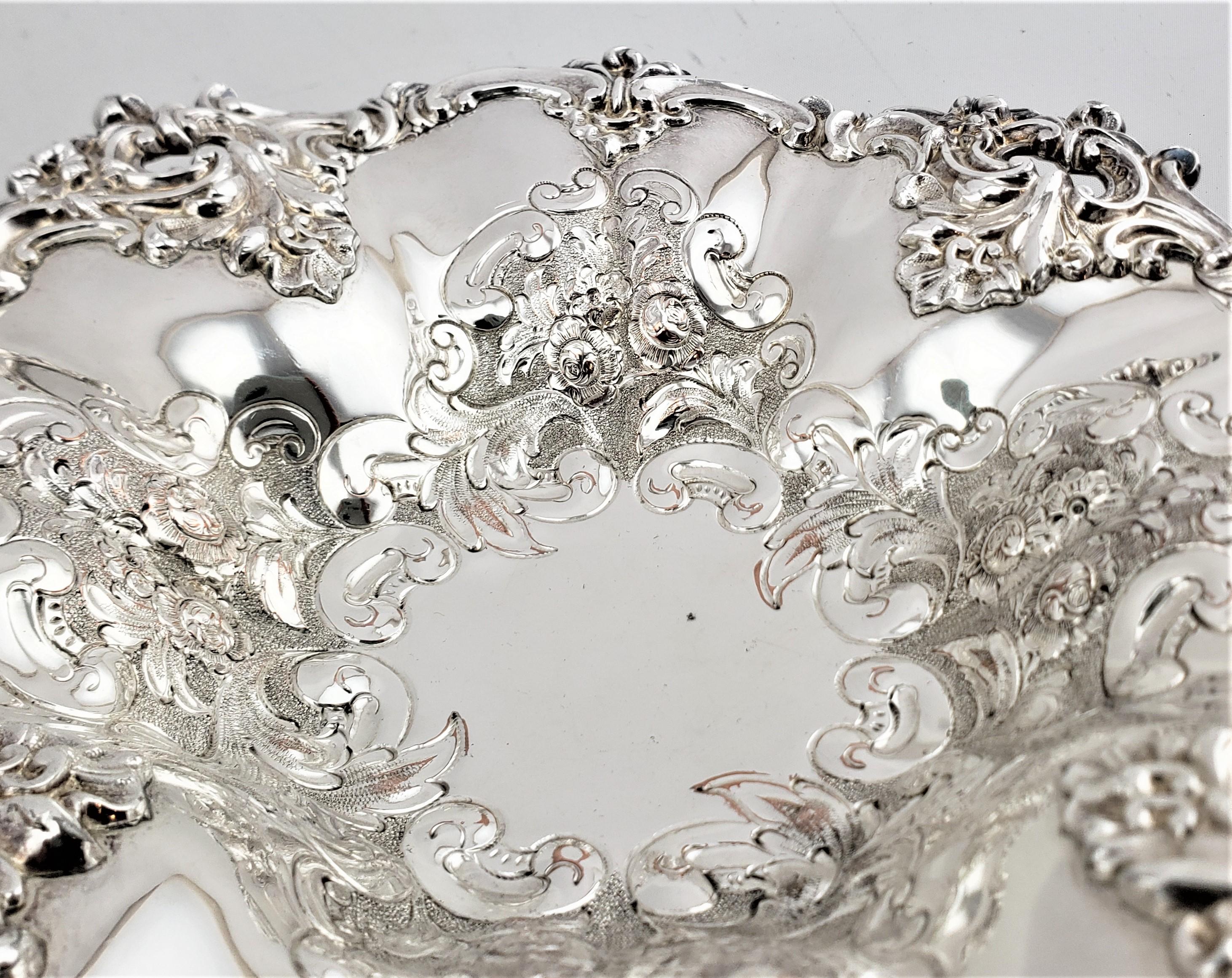 Pair of Antique Barker-Ellis Silver Plated Footed Bowls with Floral Decoration For Sale 8