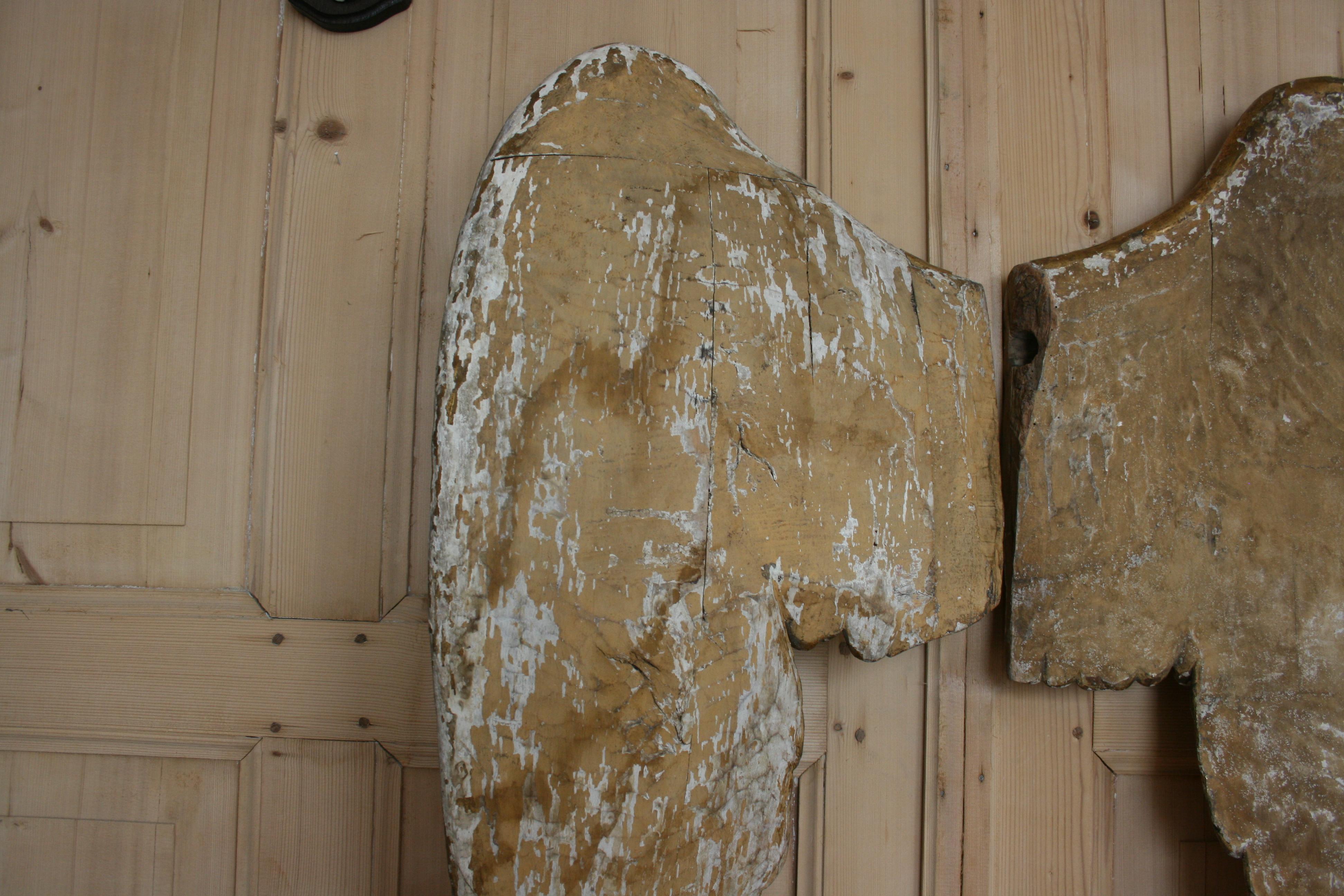 Paar antike Barock-Engel Flügel, handgeschnitztes Holz und vergoldetes Holz 7