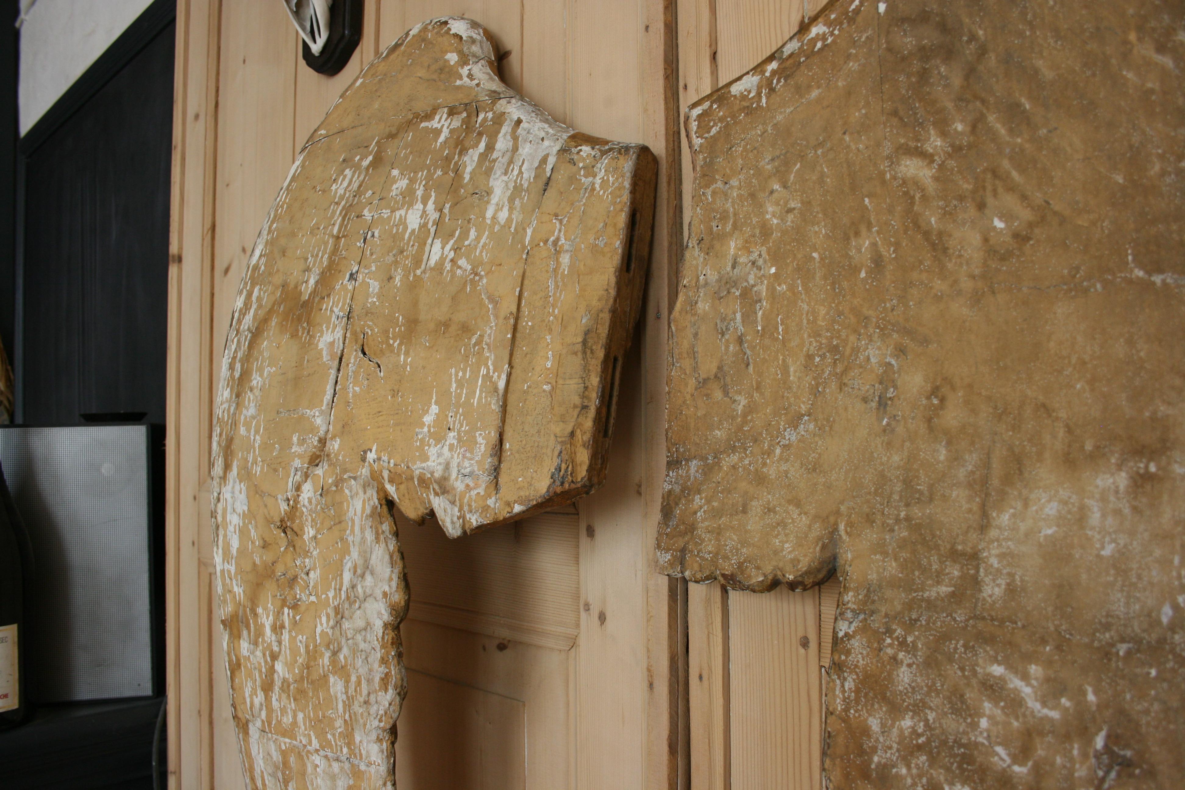 Paar antike Barock-Engel Flügel, handgeschnitztes Holz und vergoldetes Holz 8