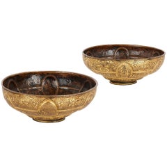 Pair of Antique Baroque Period Venetian Gilt Copper Bowls
