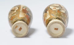 Pair of Antique Beautiful Japanese Satsuma Vases Landscape Figures, 19th Cen