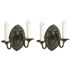 Pair of Antique Belgian Baroque-Style Bronze Sconces, circa 1910