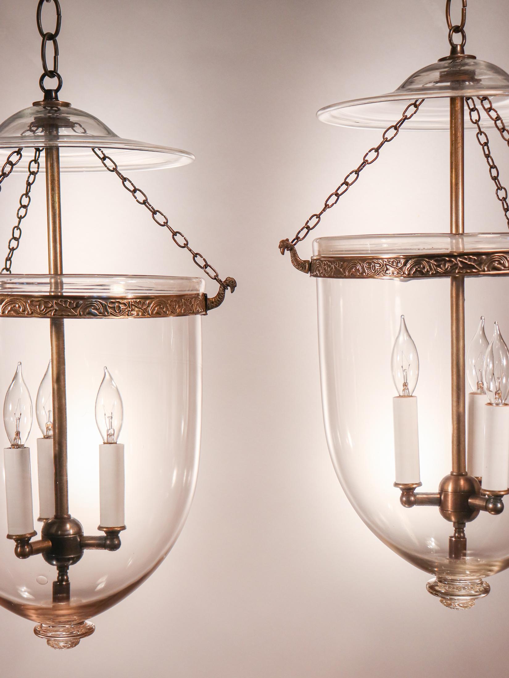 Victorian Pair of Antique Bell Jar Lanterns