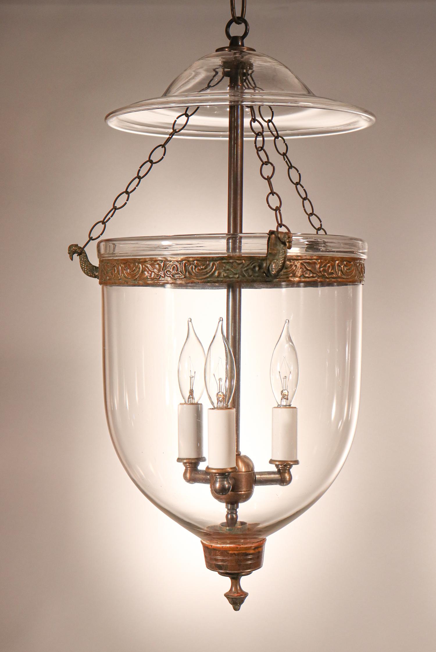 Pair of Antique Bell Jar Lanterns In Good Condition In Heath, MA