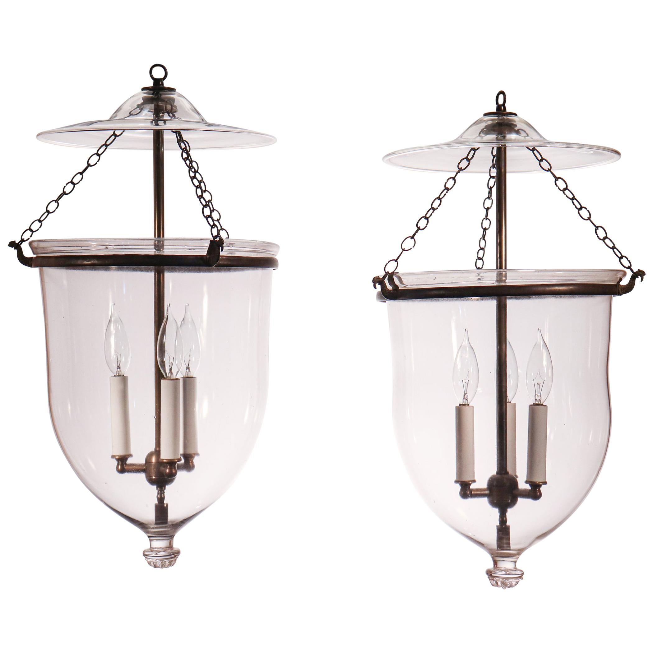 Pair of Antique Bell Jar Lanterns