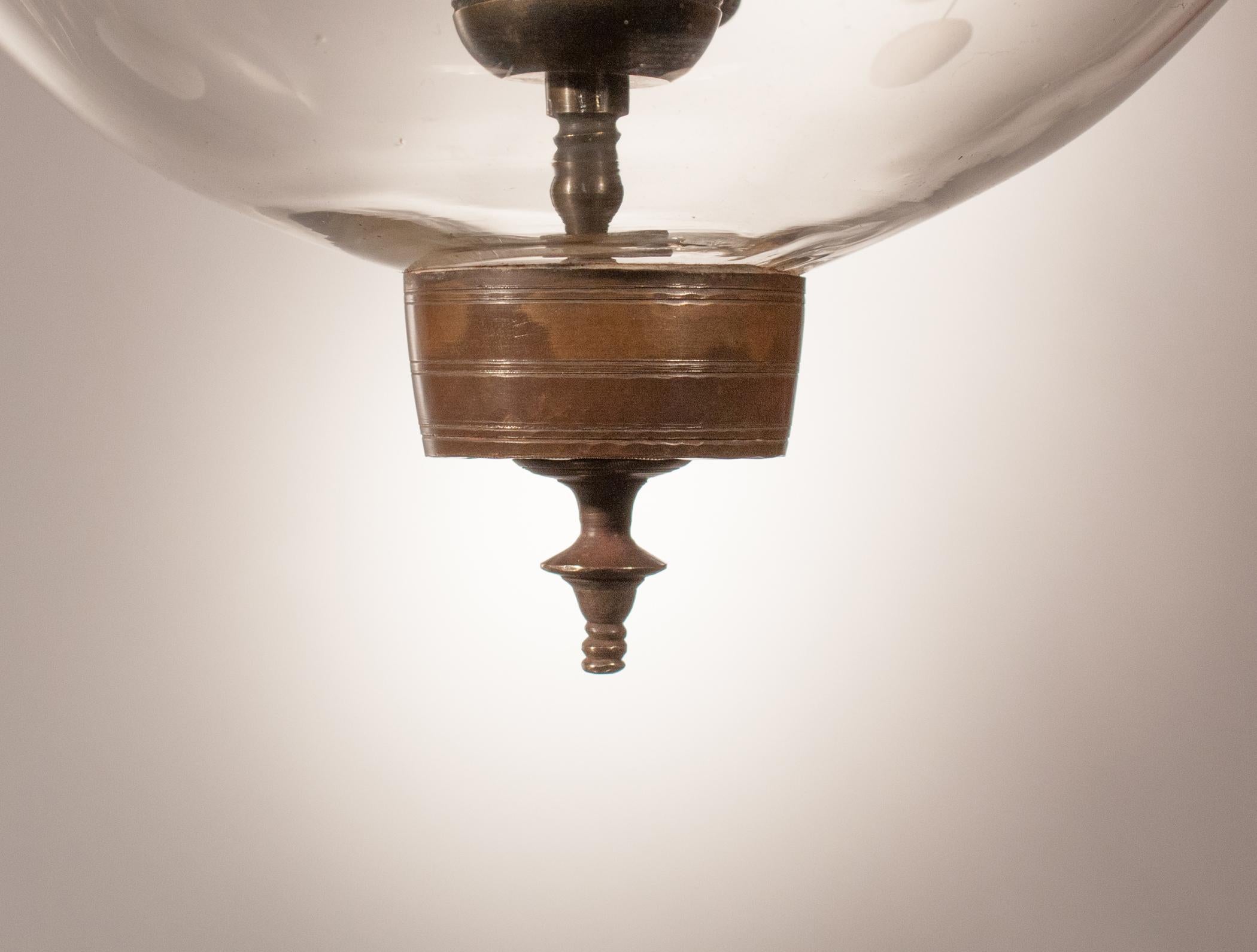 Pair of Antique Bell Jar Lanterns with Floral Etching 3