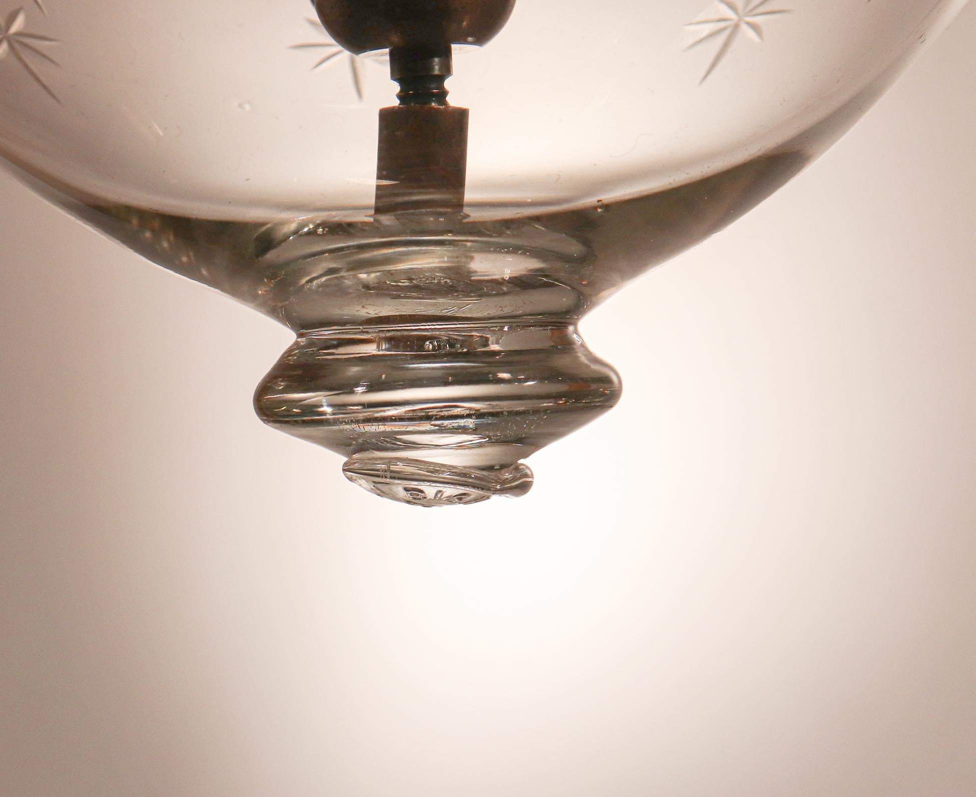 Pair of Antique Bell Jar Lanterns with Star Etching 2