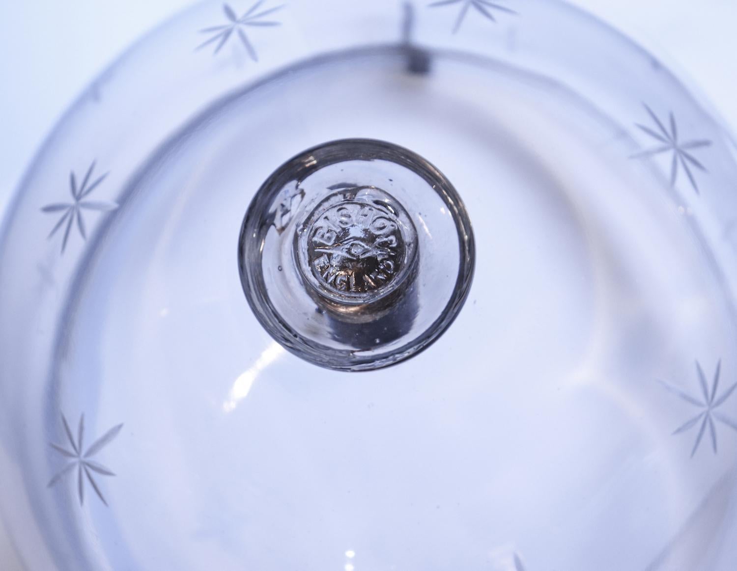 Pair of Antique Bell Jar Lanterns with Star Etching 6