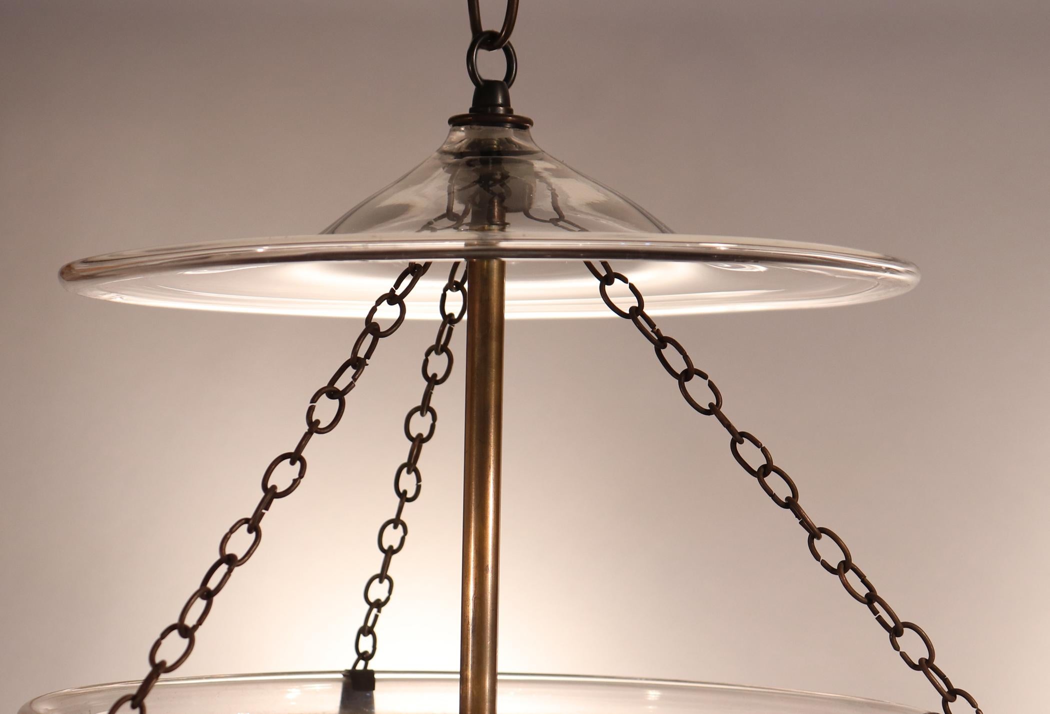 Pair of Antique Bell Jar Lanterns with Trellis Etching 5