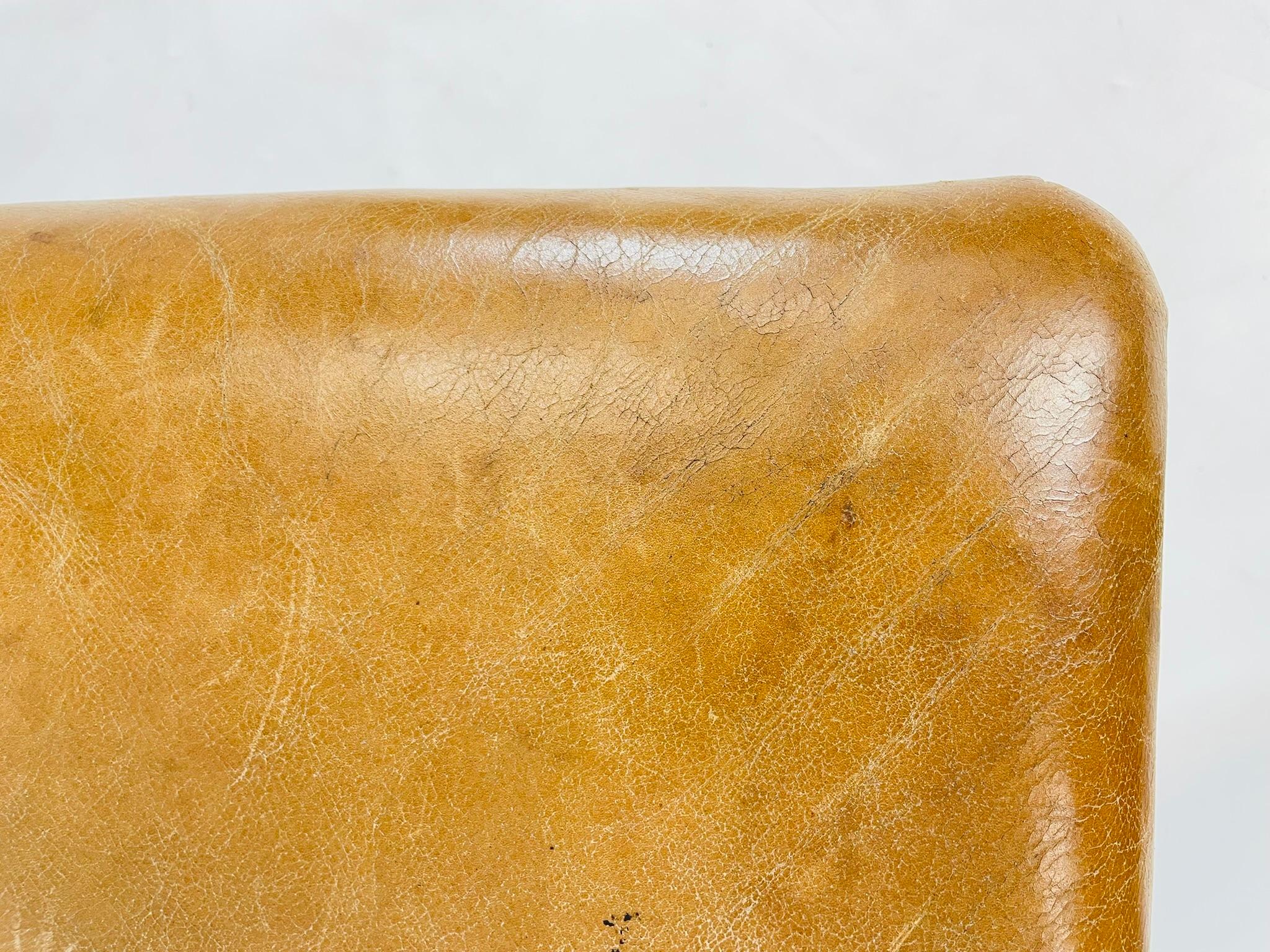 Pair of Antique Benches With leather Upholstery & Giltwood Frames, France 1900's For Sale 7