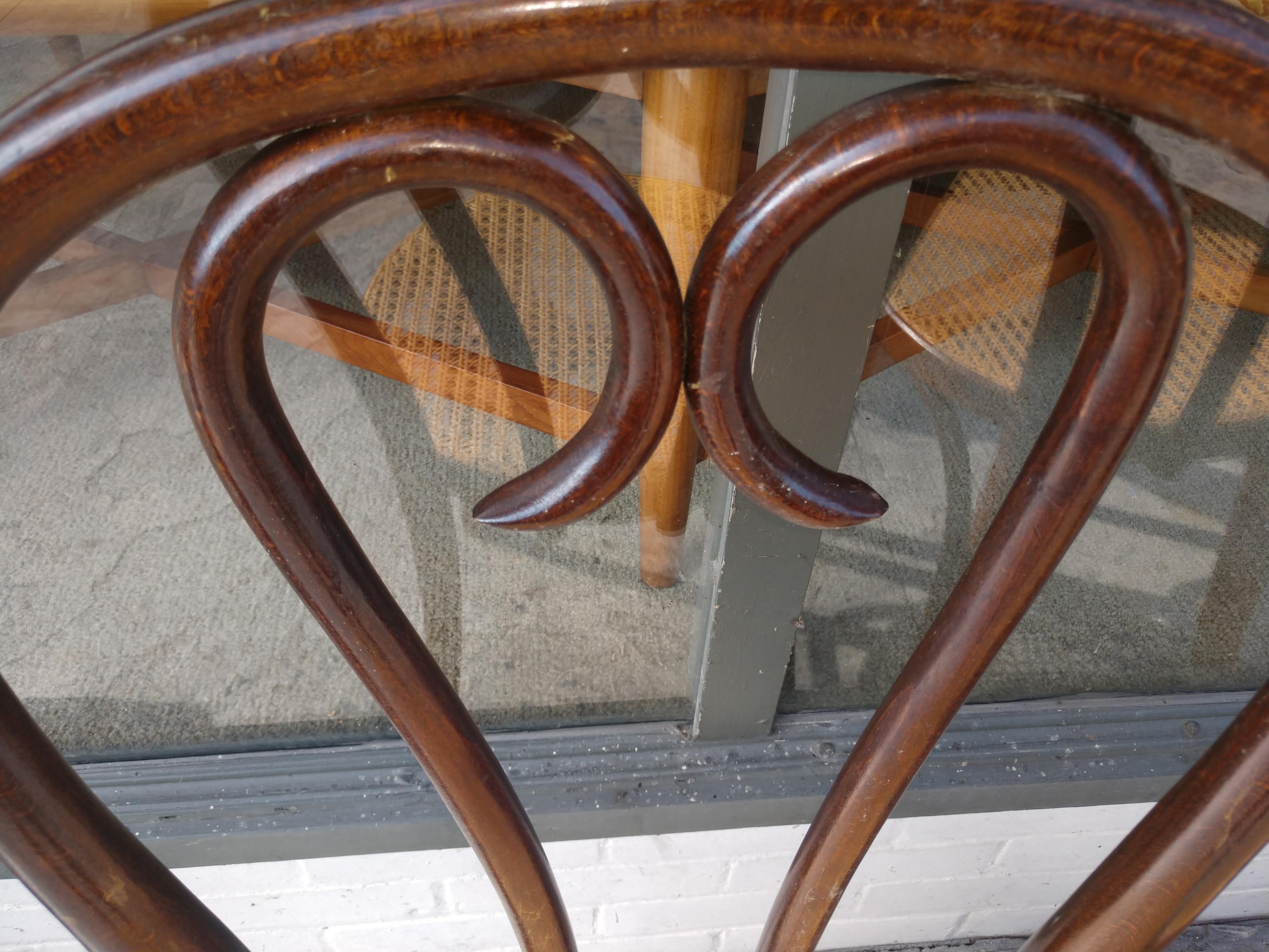 Romanian Pair of Antique Bentwood with Caned Seats Dining Cafe Chairs