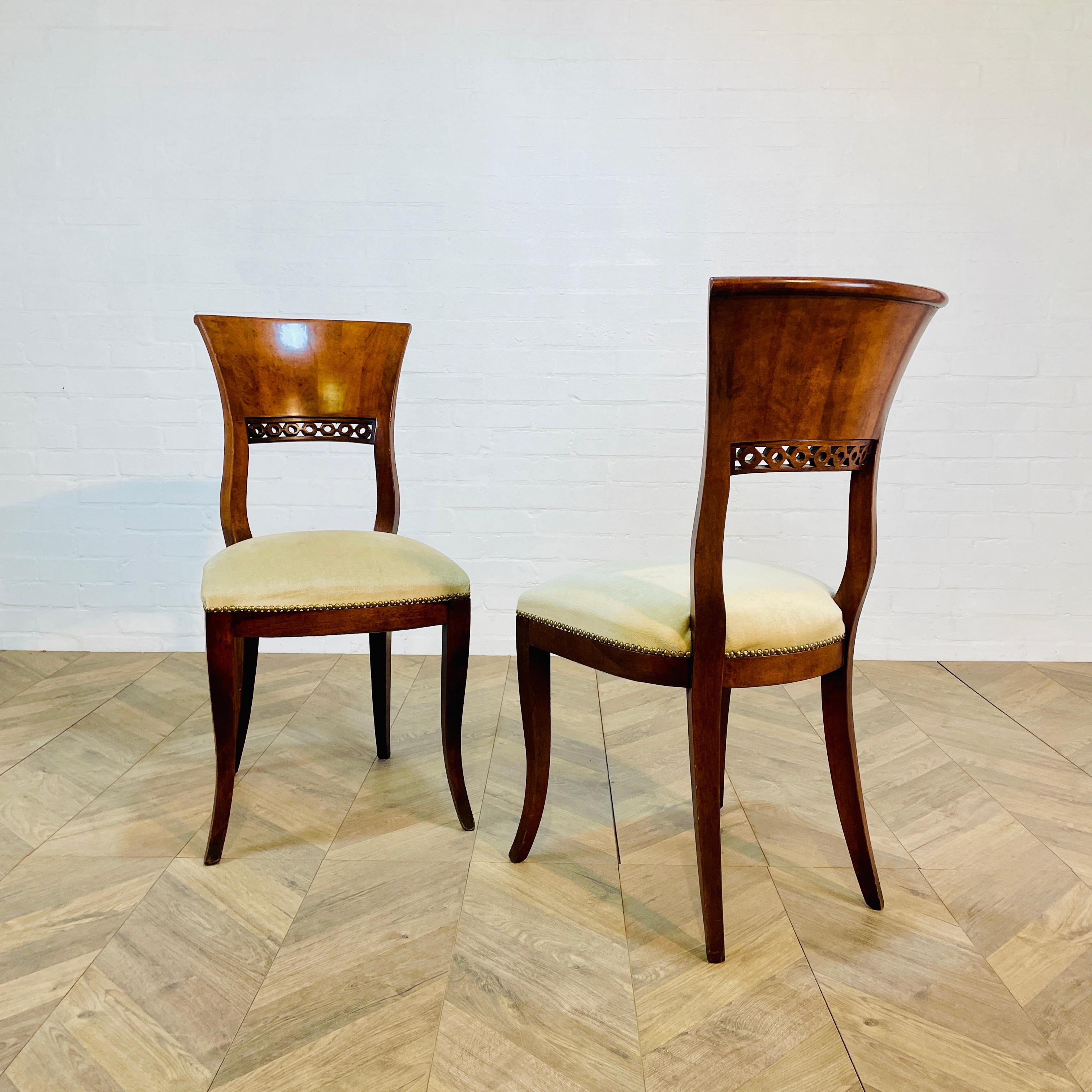 Mahogany Pair of Antique Biedermeier Side Chairs, circa 1830s