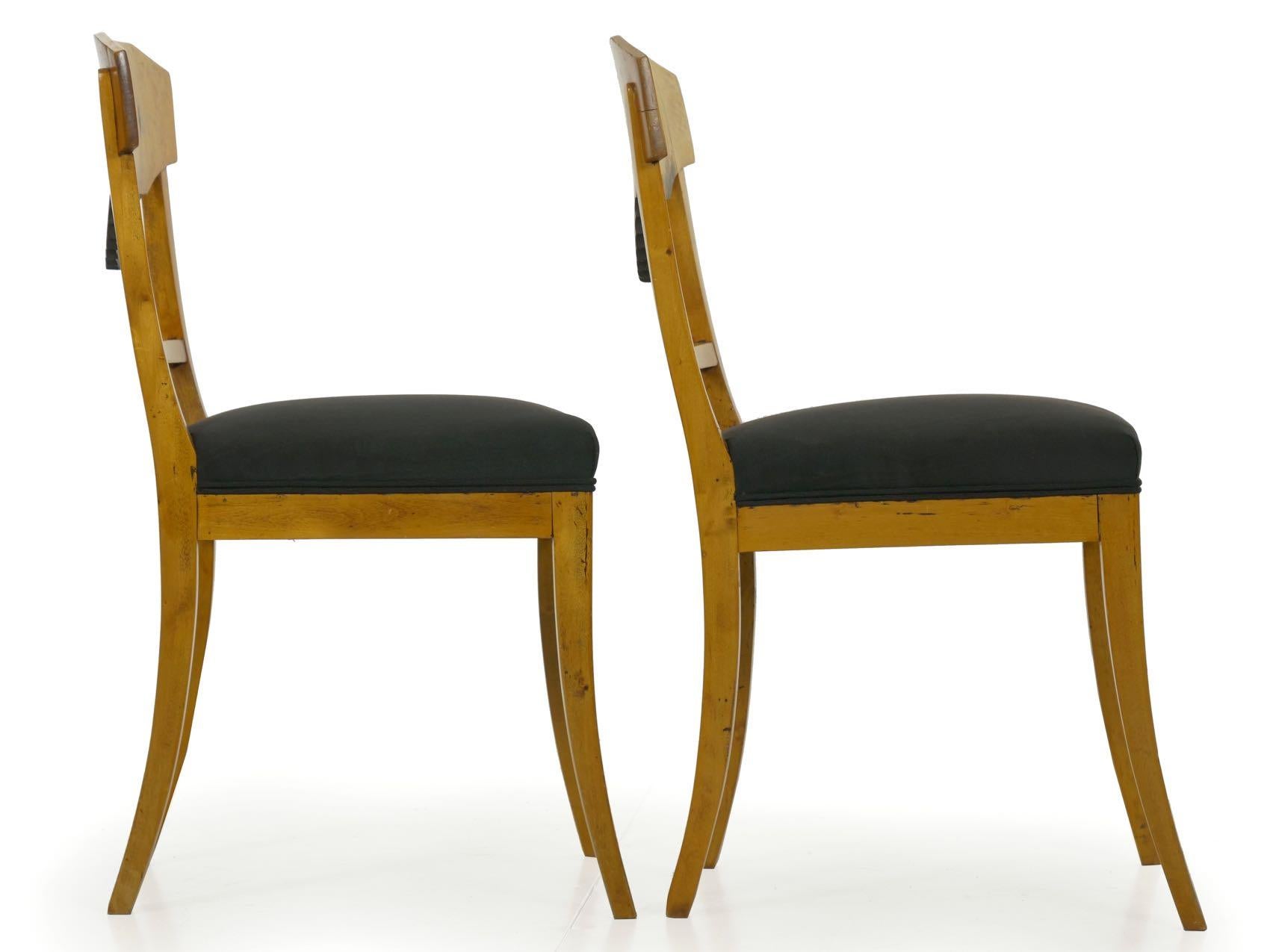 Pair of Antique Biedermeier Style Birch Fan Carved Side Chairs, 19th Century 14