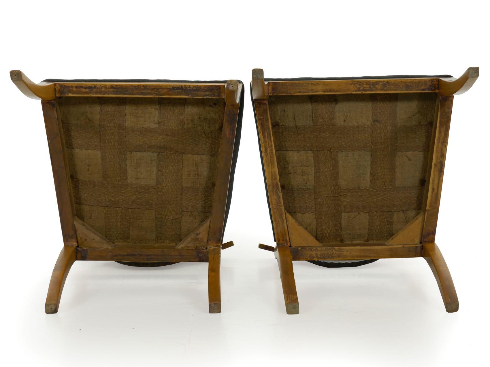 Pair of Antique Biedermeier Style Birch Fan Carved Side Chairs, 19th Century 17