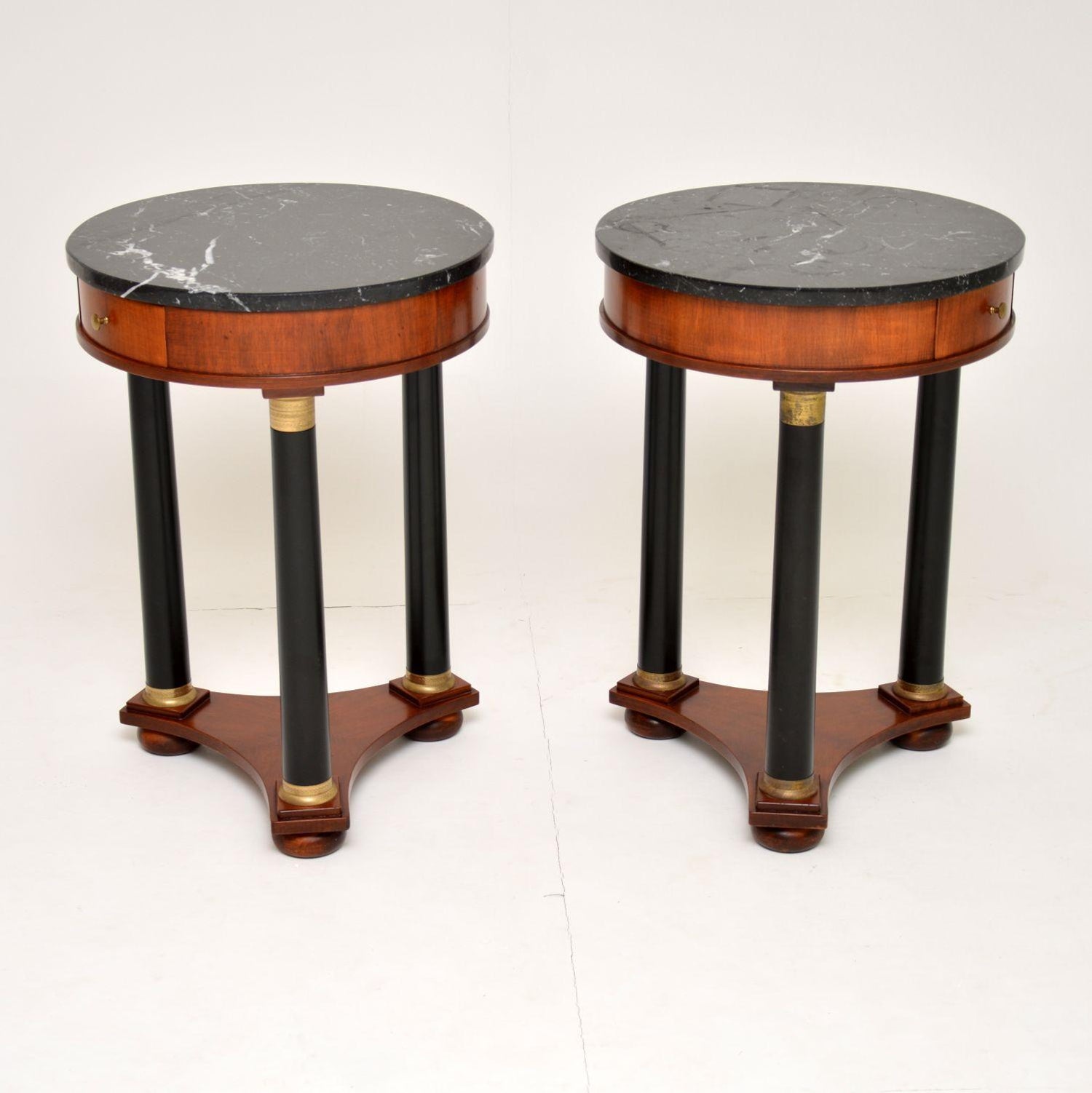 Pair Of Antique Biedermeier Style Marble Top Side Tables At 1stdibs