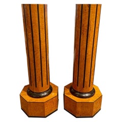 Pair of Antique Birchwood Neo-Classical Style Russian Pedestals