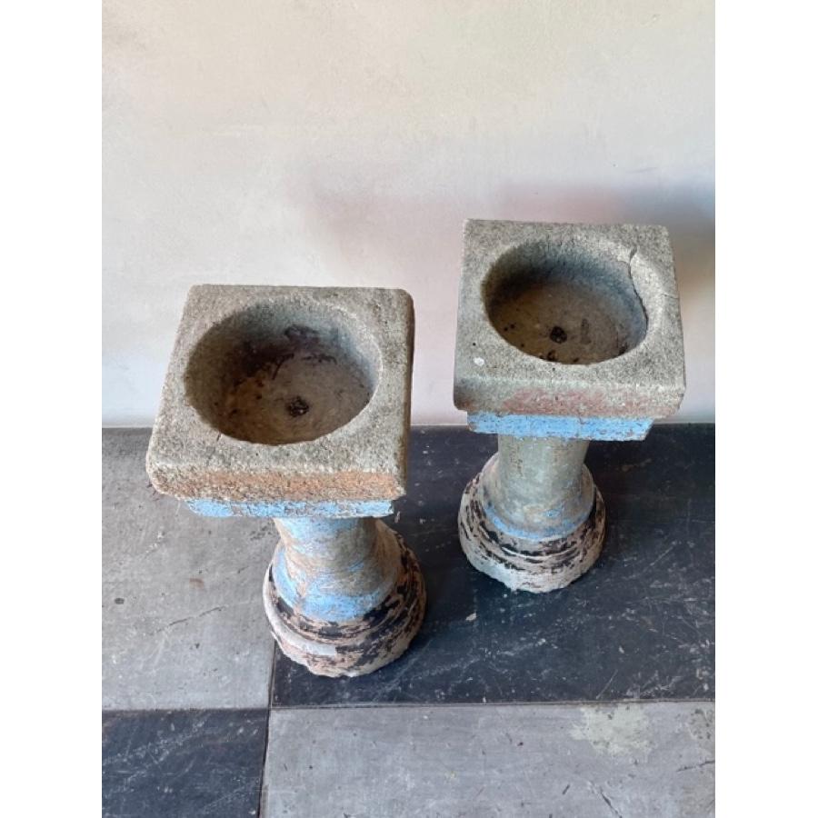 Pair of Antique Bird Baths, GE-0042 In Distressed Condition For Sale In Scottsdale, AZ