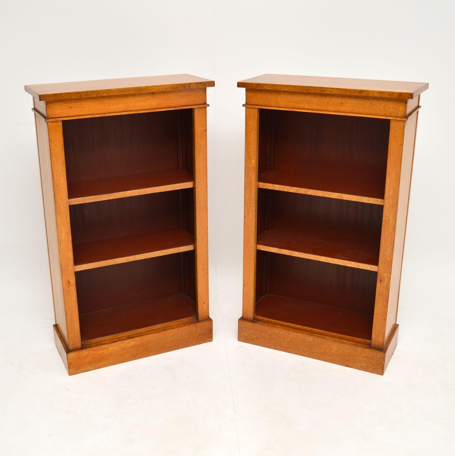 Victorian Pair of Antique Birds Eye Maple Open Bookcases
