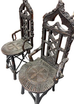 Pair of Antique Black Forest Armchairs