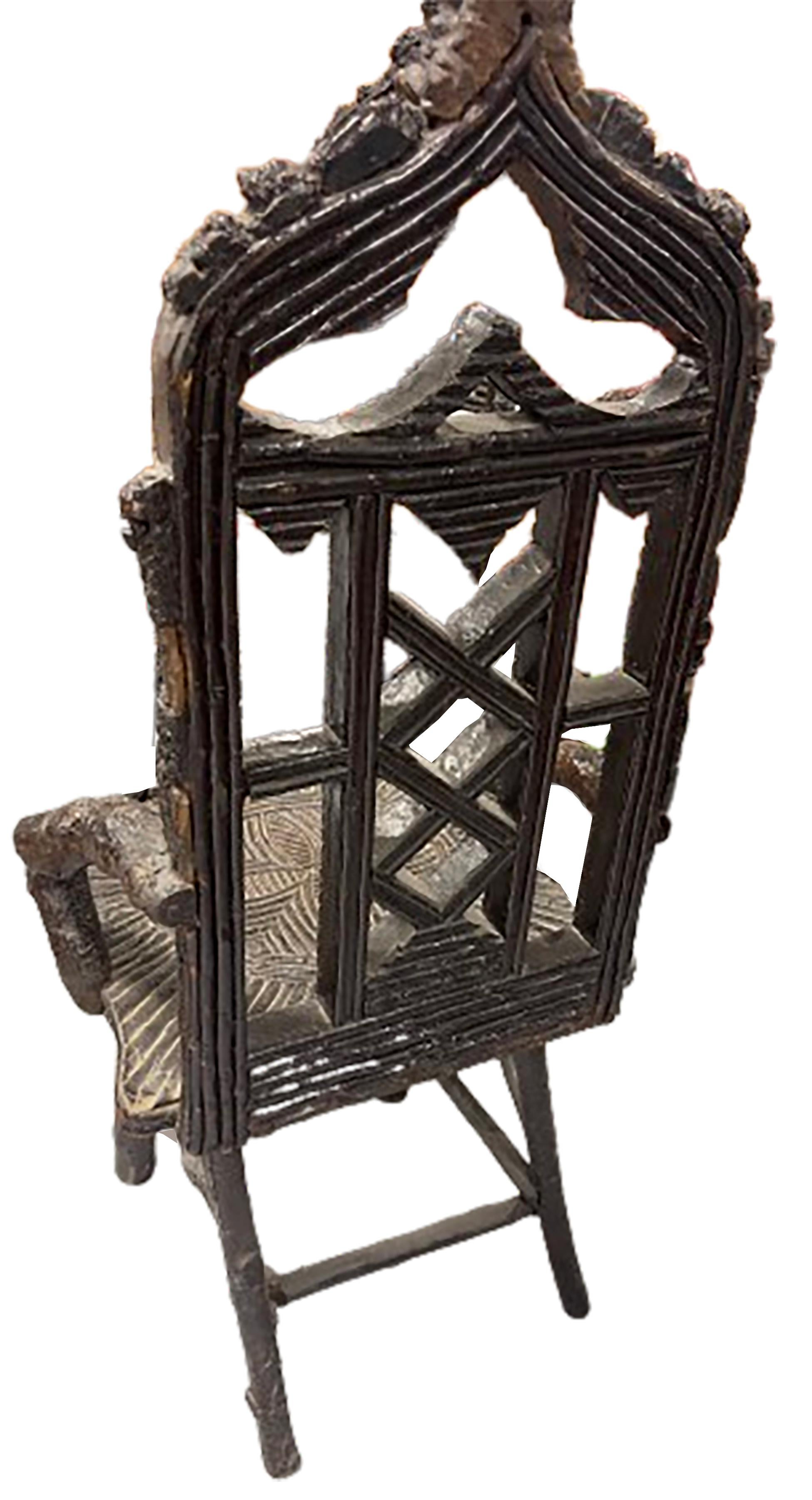 Carved Pair of Antique Black Forest Armchairs For Sale