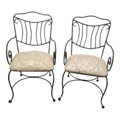 Pair of Antique Black Wrought Iron Garden Chairs