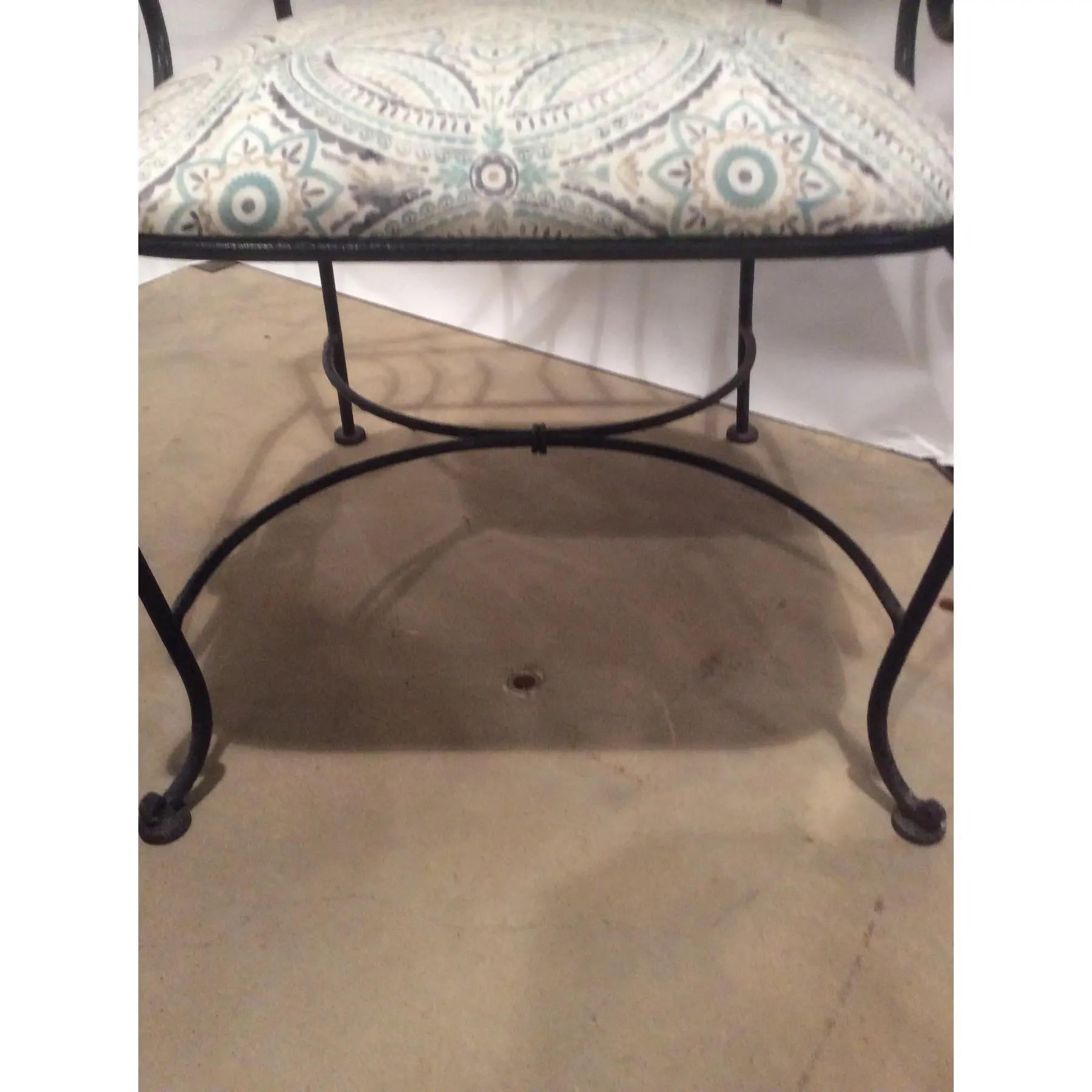 Pair of Antique Black Wrought Iron Garden Chairs In Good Condition For Sale In Chapel Hill, NC