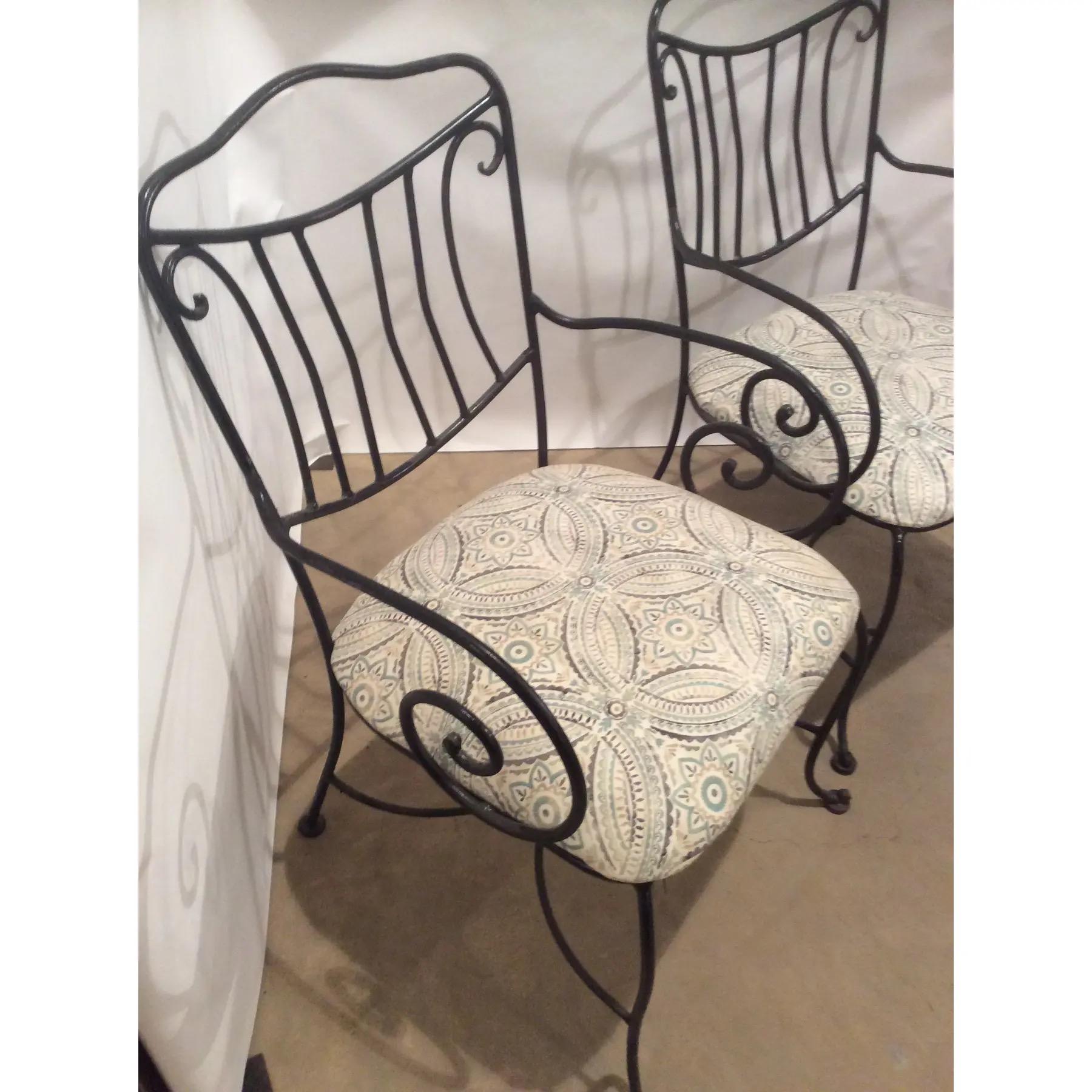 Early 20th Century Pair of Antique Black Wrought Iron Garden Chairs For Sale