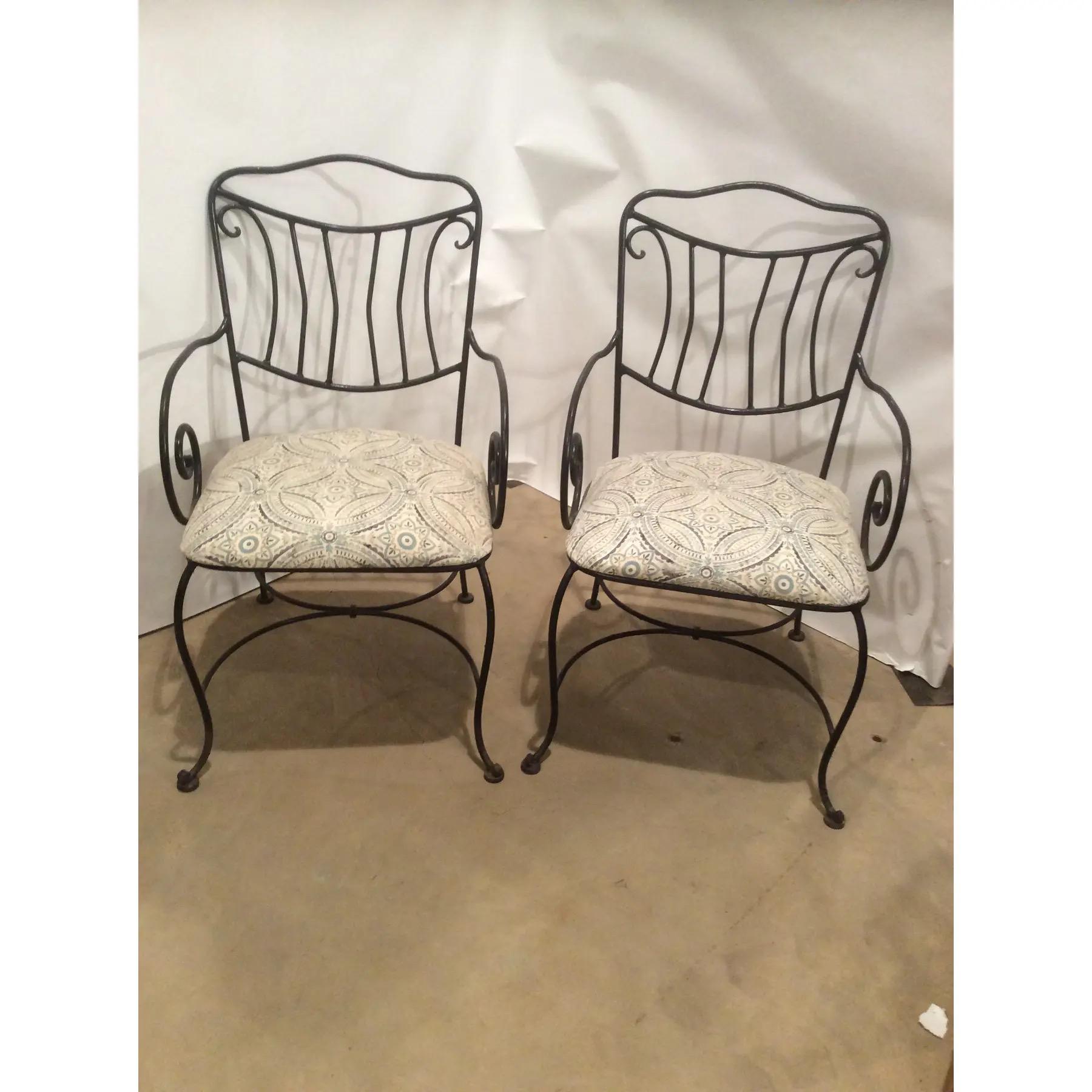 Pair of Antique Black Wrought Iron Garden Chairs For Sale 1