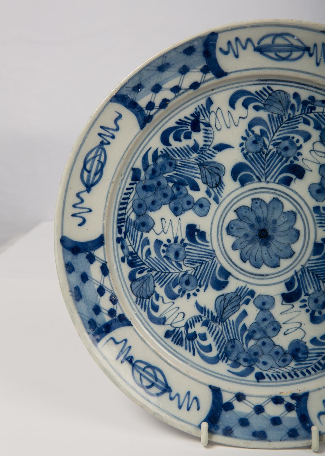 Pair of Antique Blue and White Delft Plates circa 1780 7